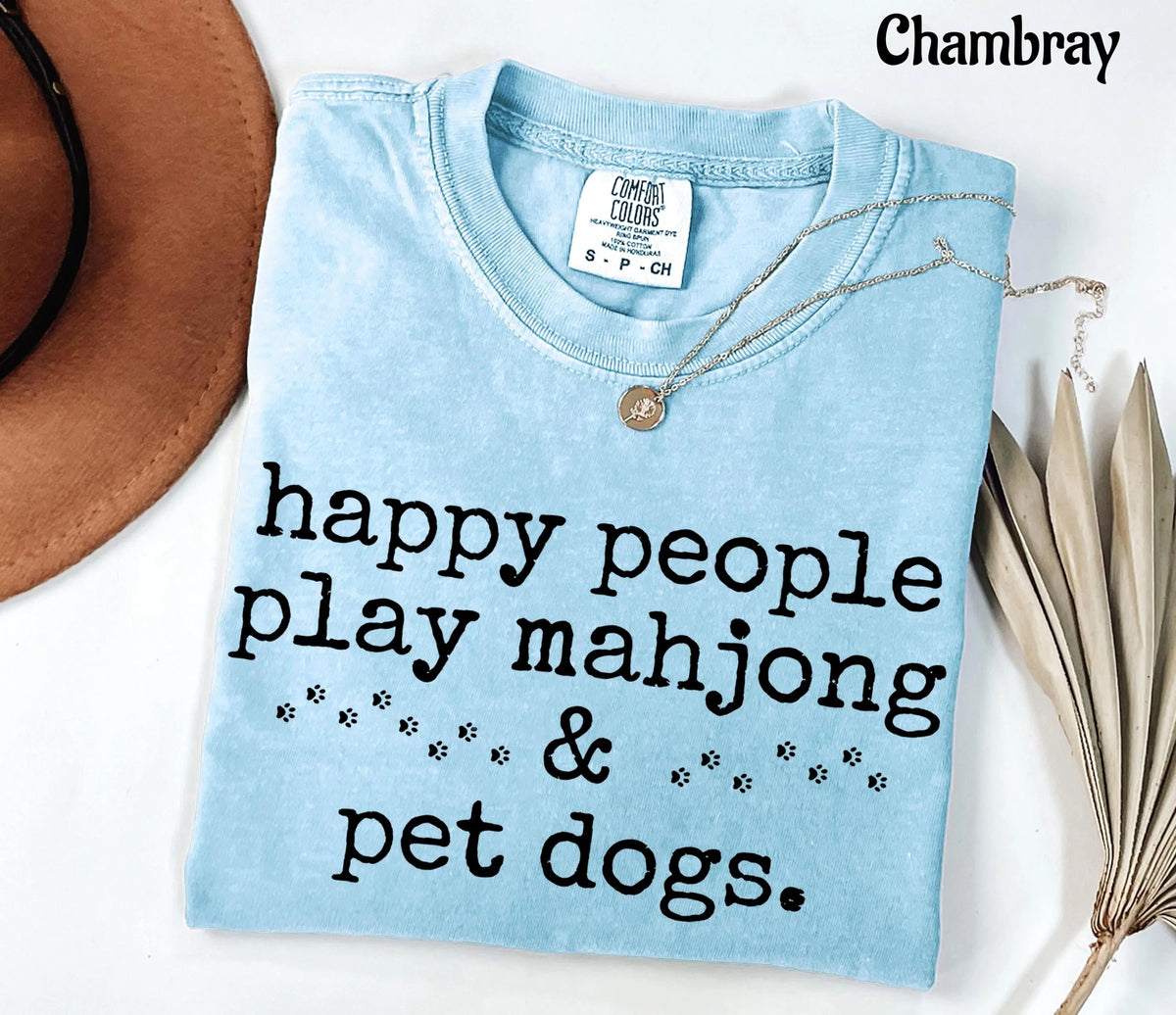 Comfort Colors Happy People Play Mahjong&Pet Dogs T-Shirt