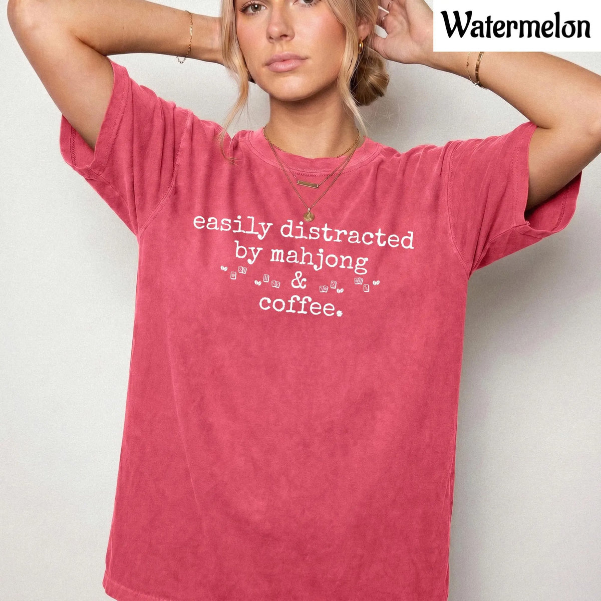 Comfort Colors Easily Distracted by Mahjong & Coffee T-Shirt