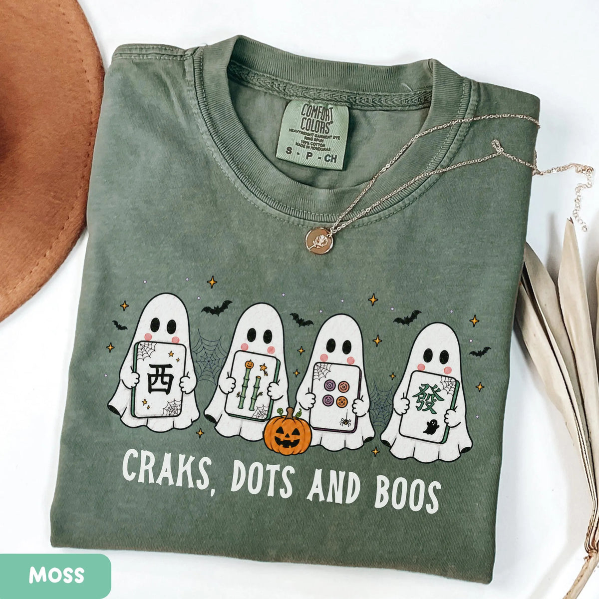 Comfort Colors Crak Dot Boo Tee,Funny Halloween Mahjong Ghost Mahjong Tile Tshirt, Mahjong Lovers Gift