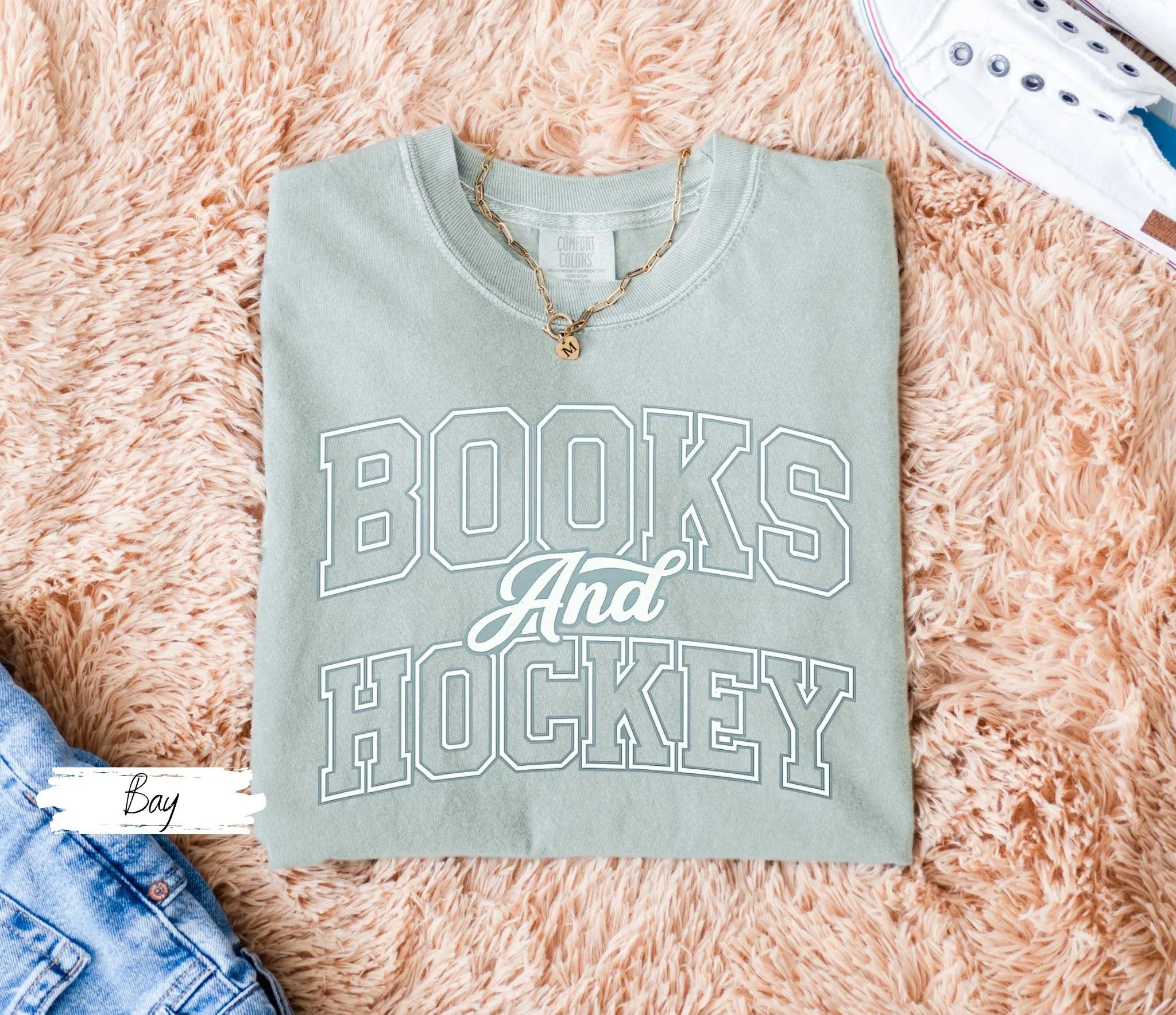 Comfort Colors Books And Hockey T-shirt