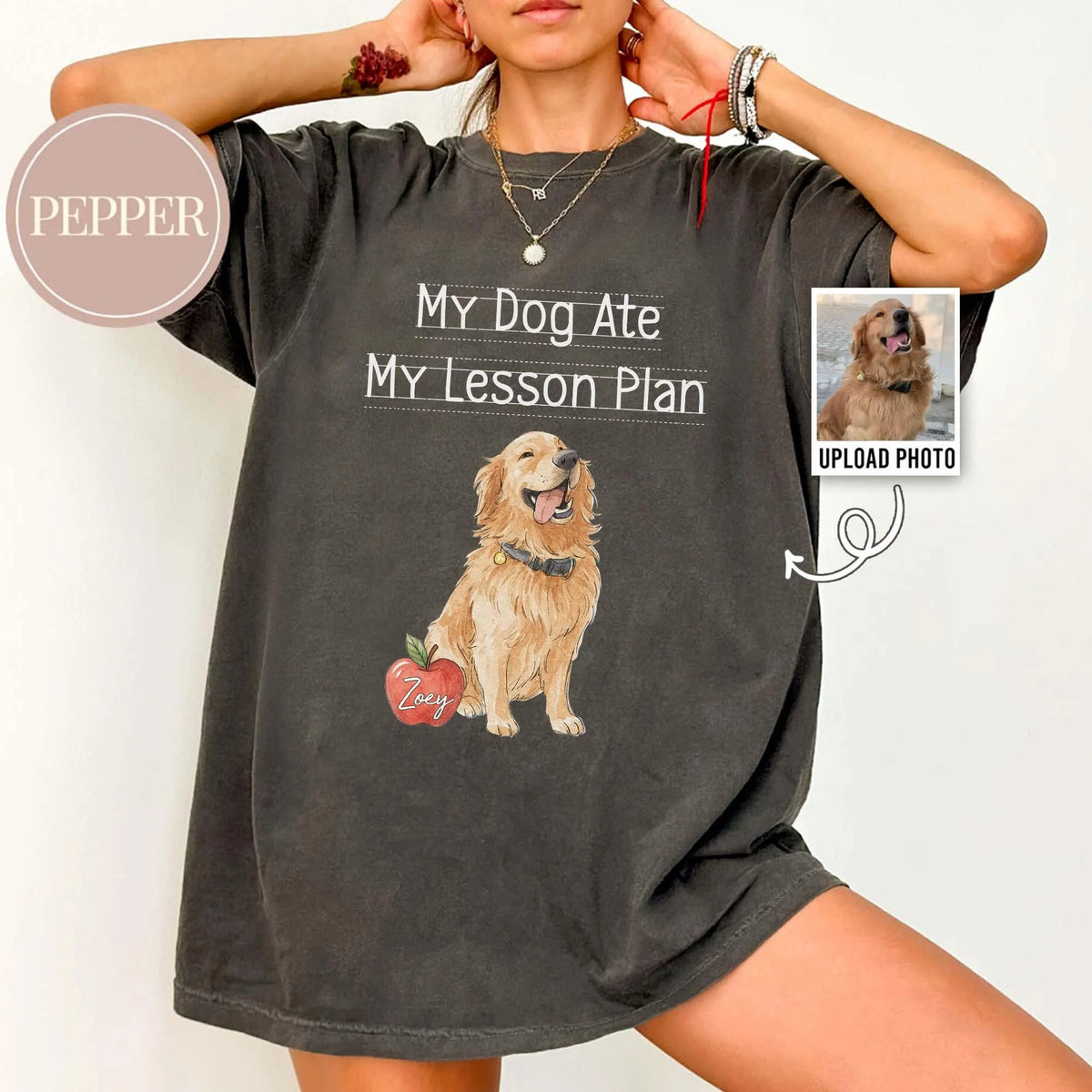 Custom Pet Photo And Name Shirt,Comfort Colors My Dog Ate My Lesson Plan T-Shirt