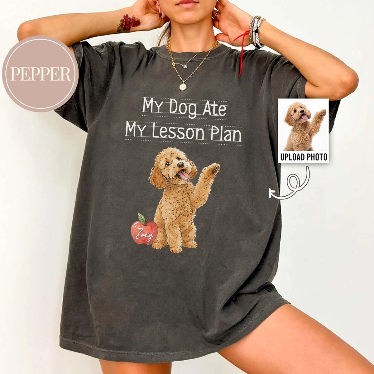 Custom Pet Photo And Name Shirt,Comfort Colors My Dog Ate My Lesson Plan T-Shirt