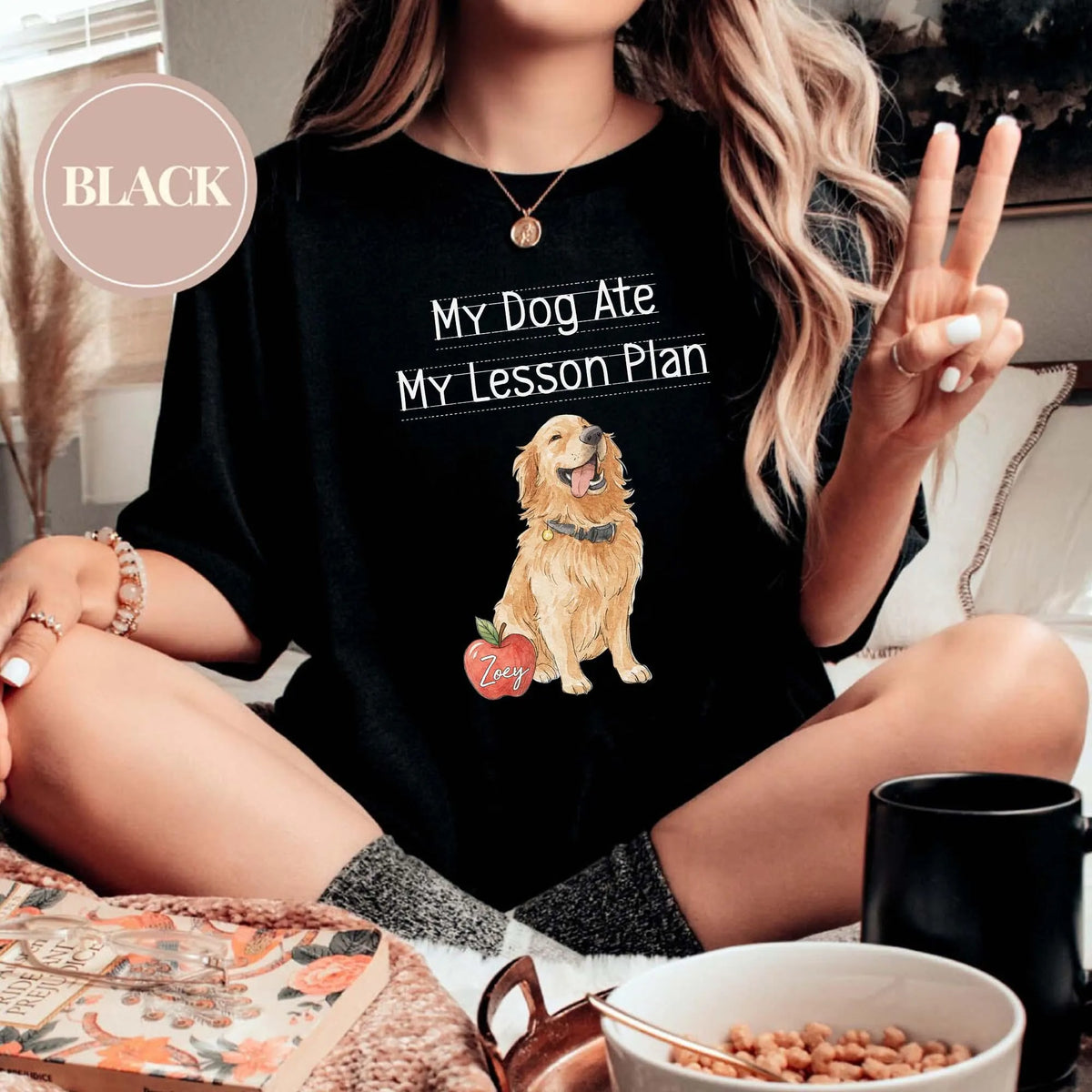 Custom Pet Photo And Name Shirt,Comfort Colors My Dog Ate My Lesson Plan T-Shirt