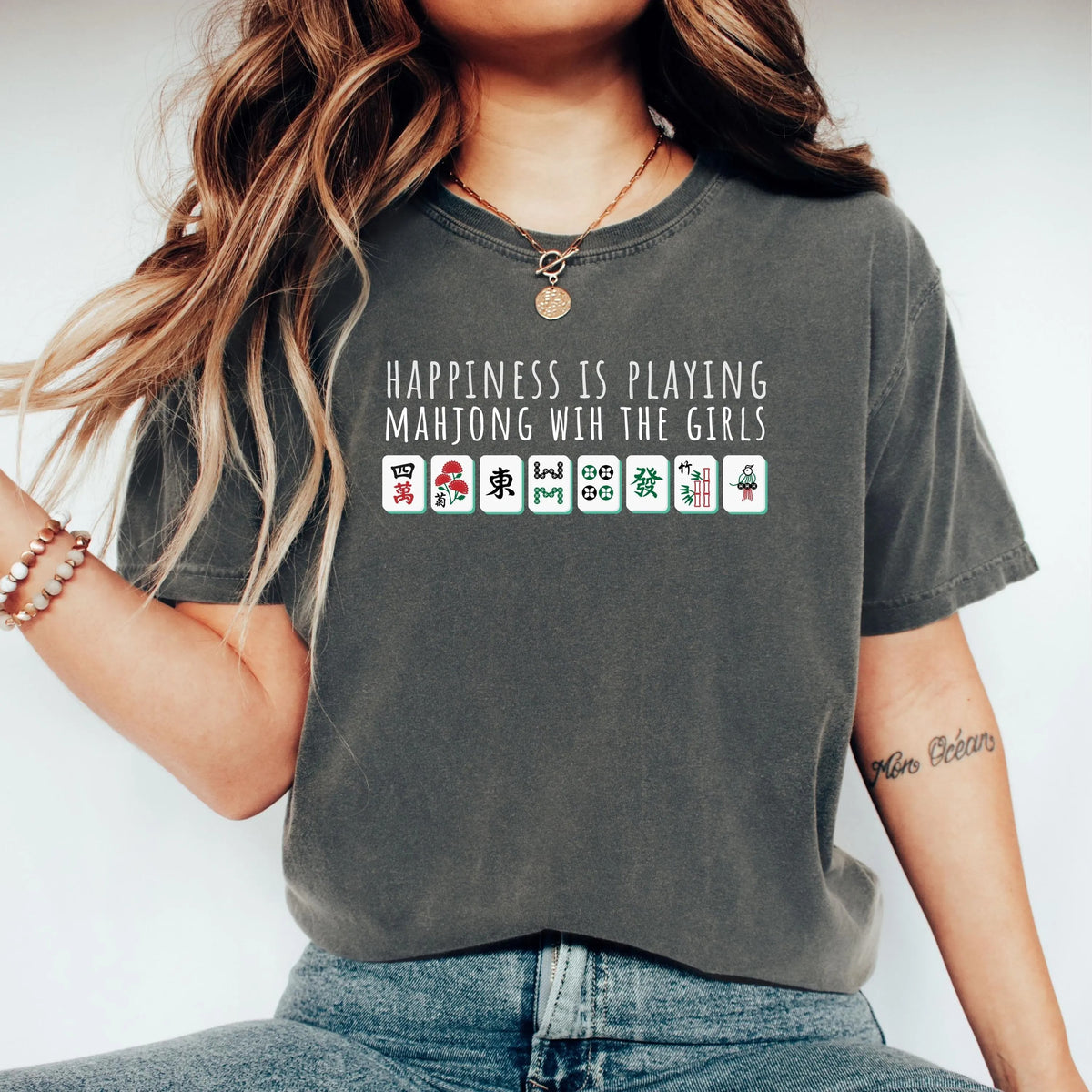 Comfort Colors Happiness Is Playing Mahjong With The Girls T-Shirt/Sweatshirt
