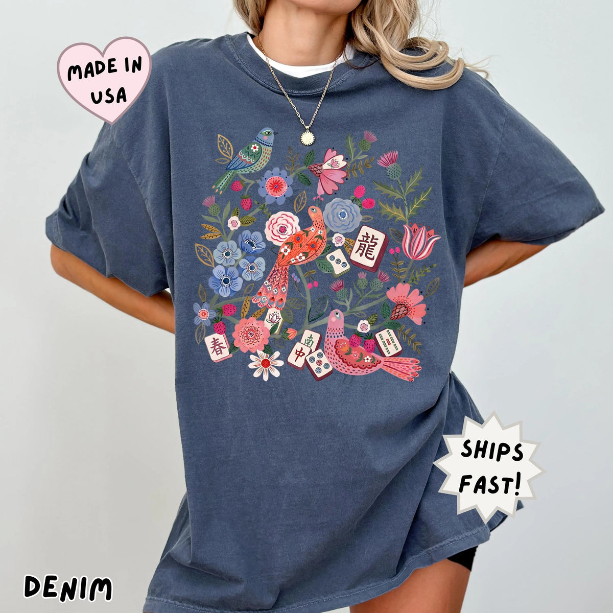 Comfort Colors Floral Mahjong Boho hidden Tile T-Shirt