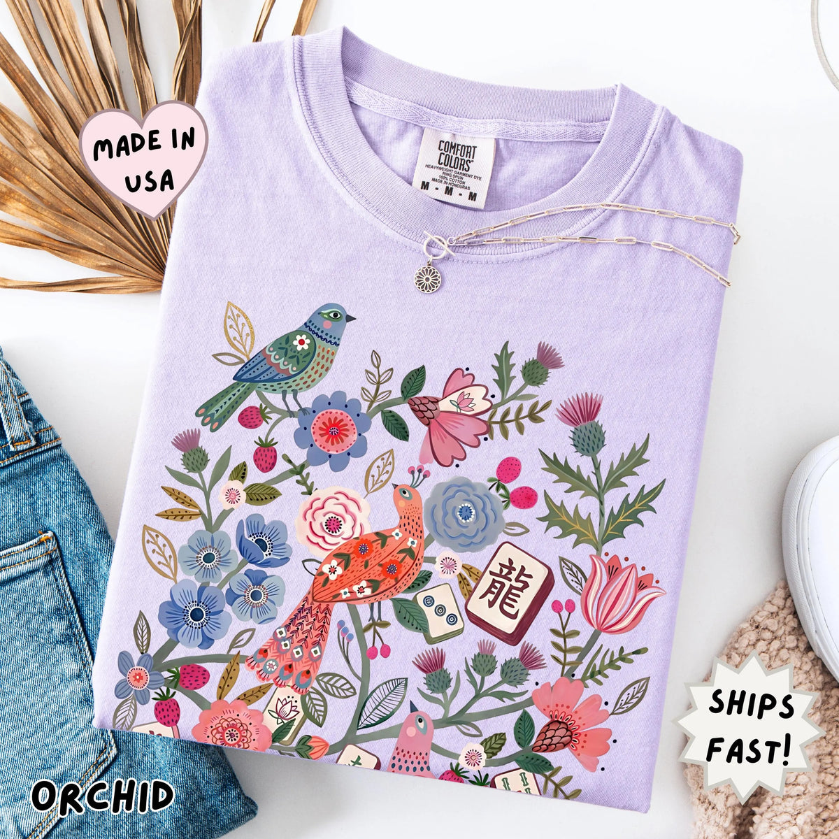 Comfort Colors Floral Mahjong Boho hidden Tile T-Shirt