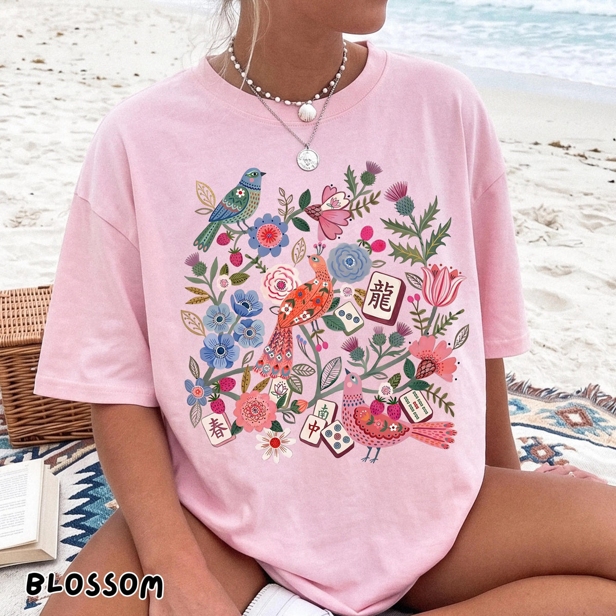 Comfort Colors Floral Mahjong Boho hidden Tile T-Shirt
