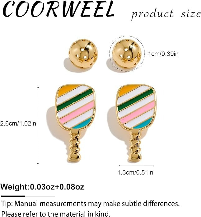 Pickleball Stud Earrings for Women Pickleball Sports Jewelry Gift,Pickleball Earrings, Gifts for Sports Lovers,2 Pairs