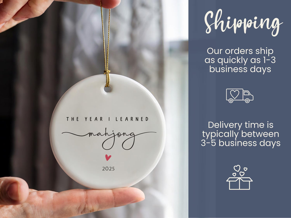 Merry Mahjong Ornament Personalized Mahjong Christmas Tree Ornament Mahjong Lover Gift Ceramic Mahj Holiday Decor Game Night Keepsake