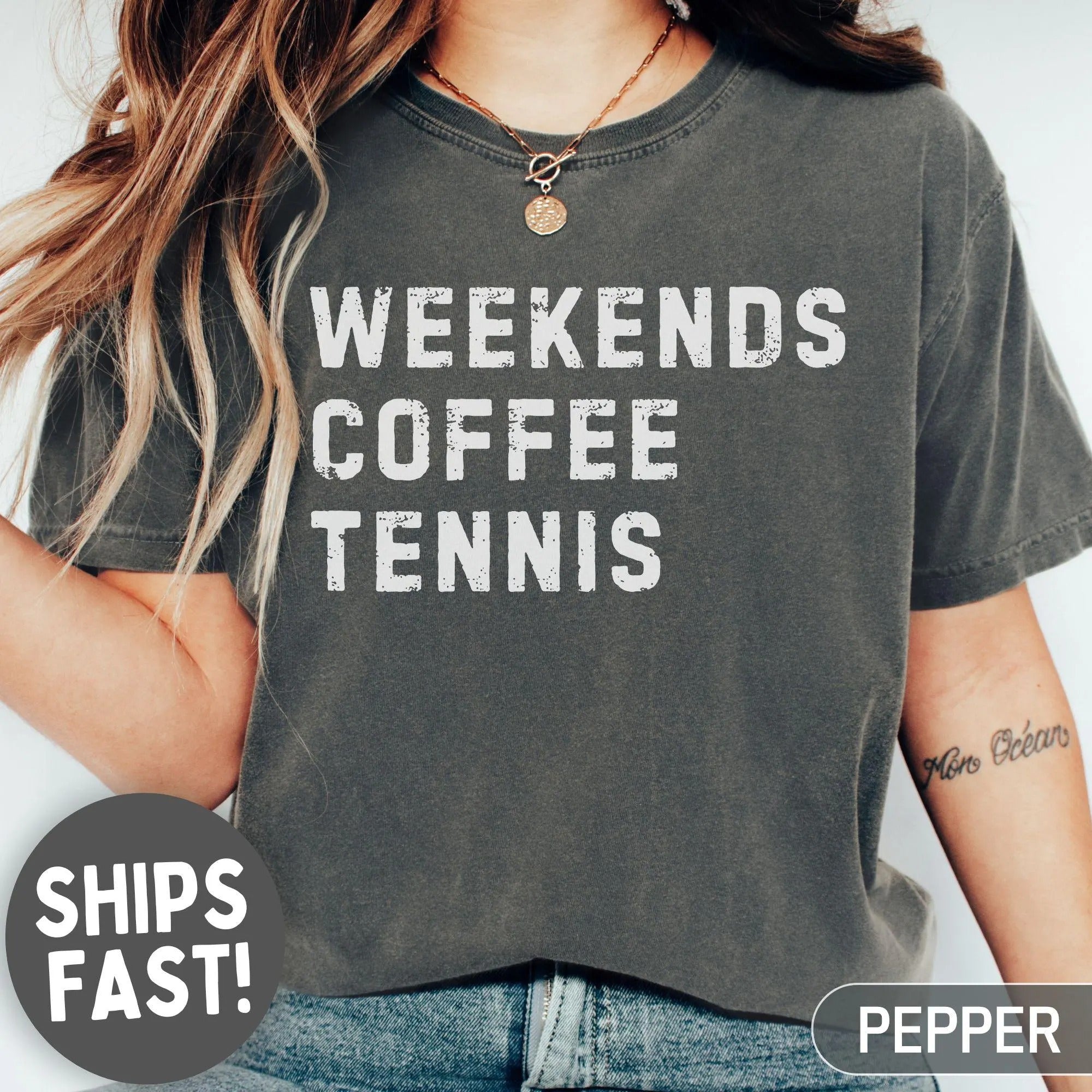 Comfort Colors® Weekends Coffee Tennis T-shirt
