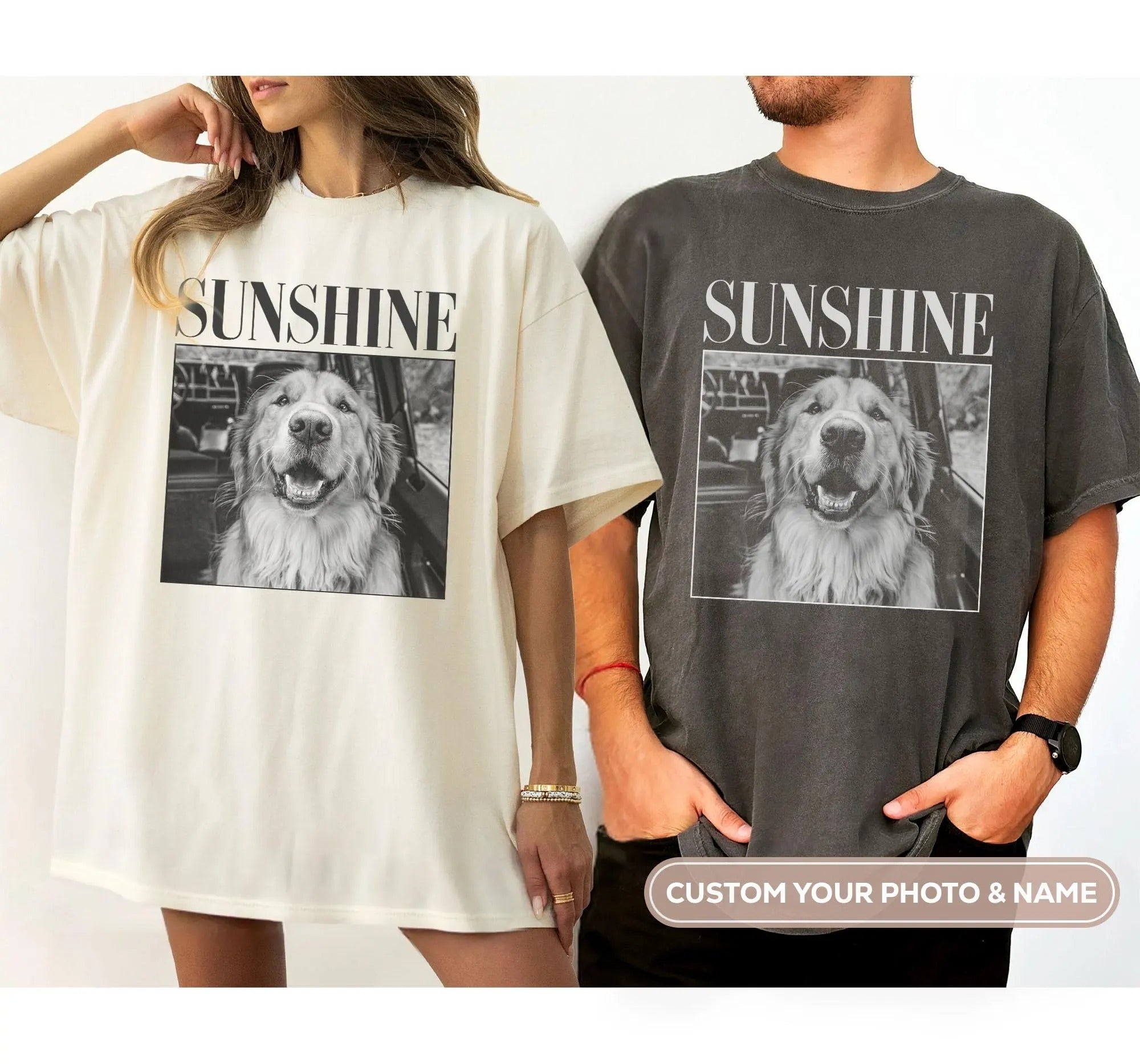 Custom Comfort Colors Pet Photo And Name T-Shirt,Dog Lover Gift, Cat Mom Gift, Pet Loss Gift
