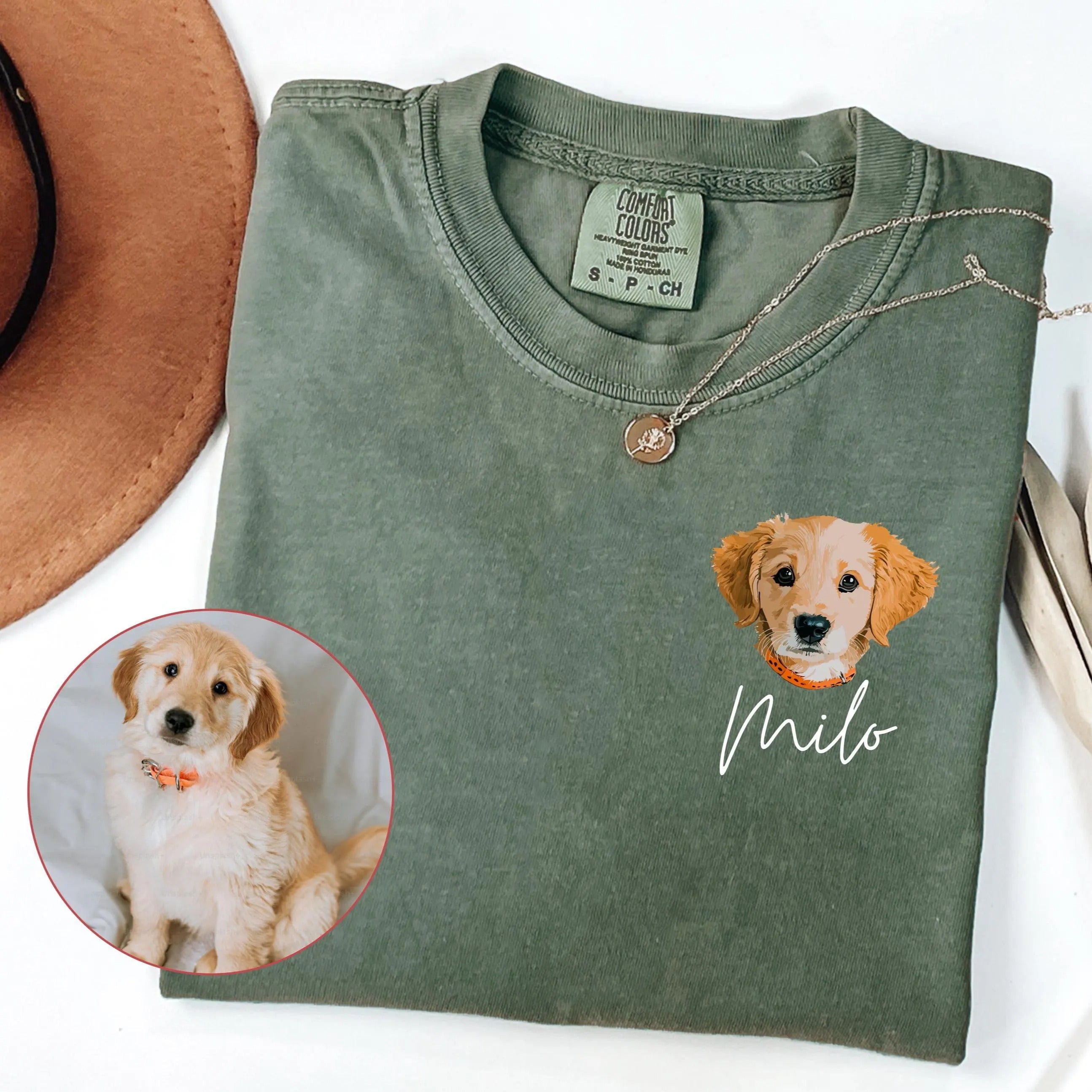 Personalized Comfort Colors Pet photo and name T-Shirt