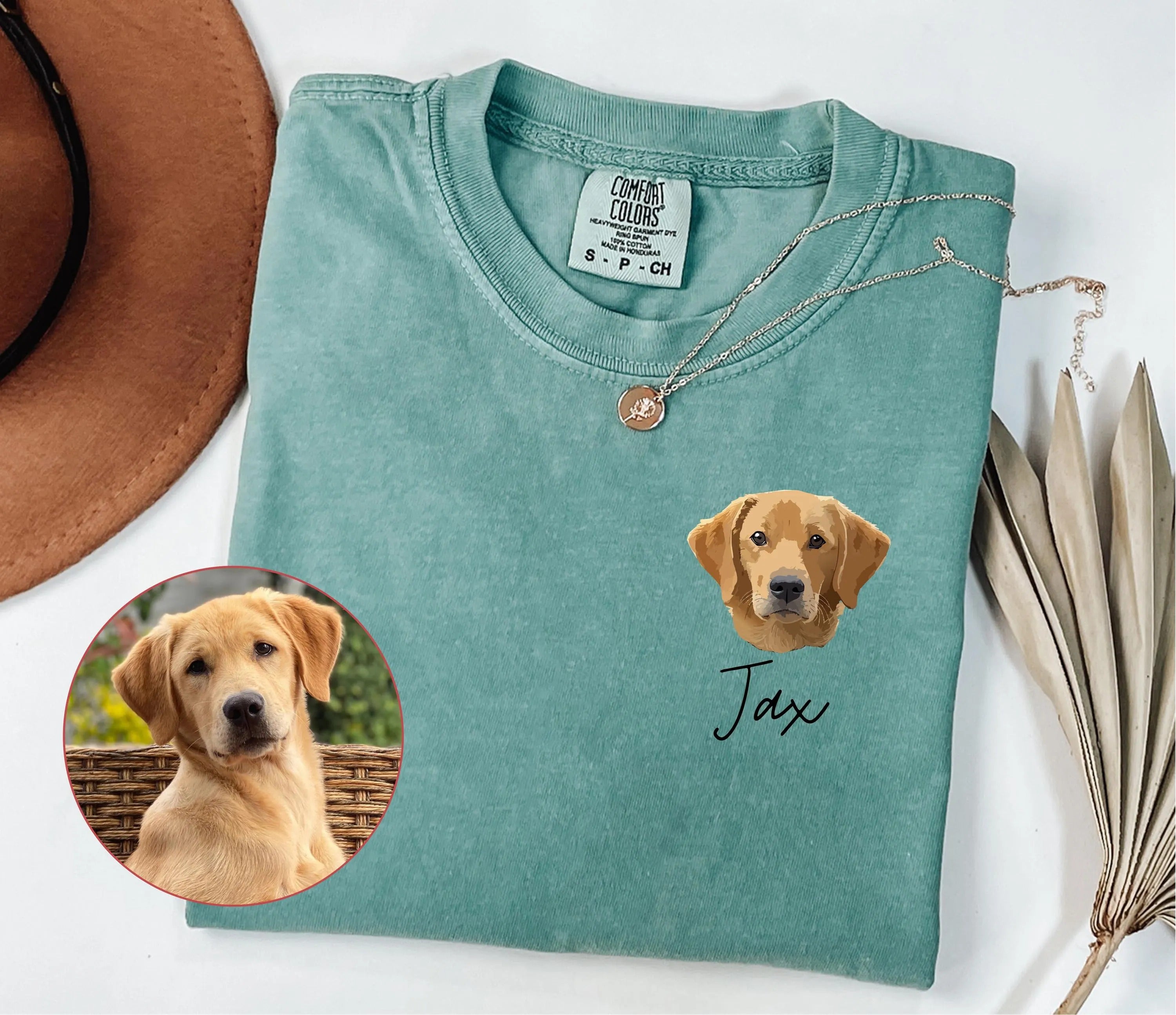 Personalized Comfort Colors Pet photo and name T-Shirt