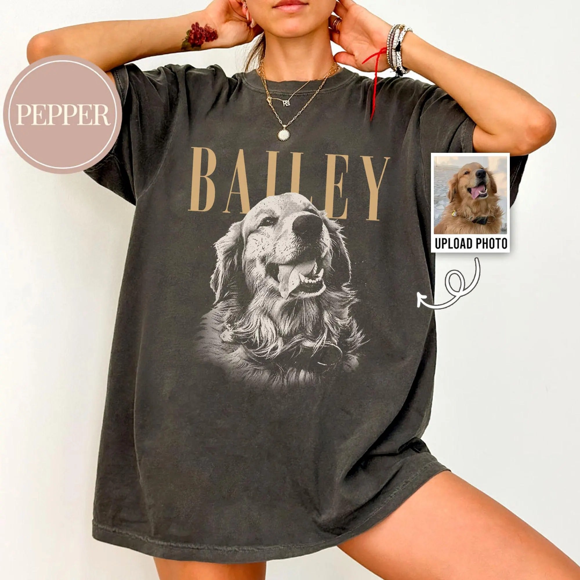 Comfort Colors Custom Pet Photo And Name T-Shirt