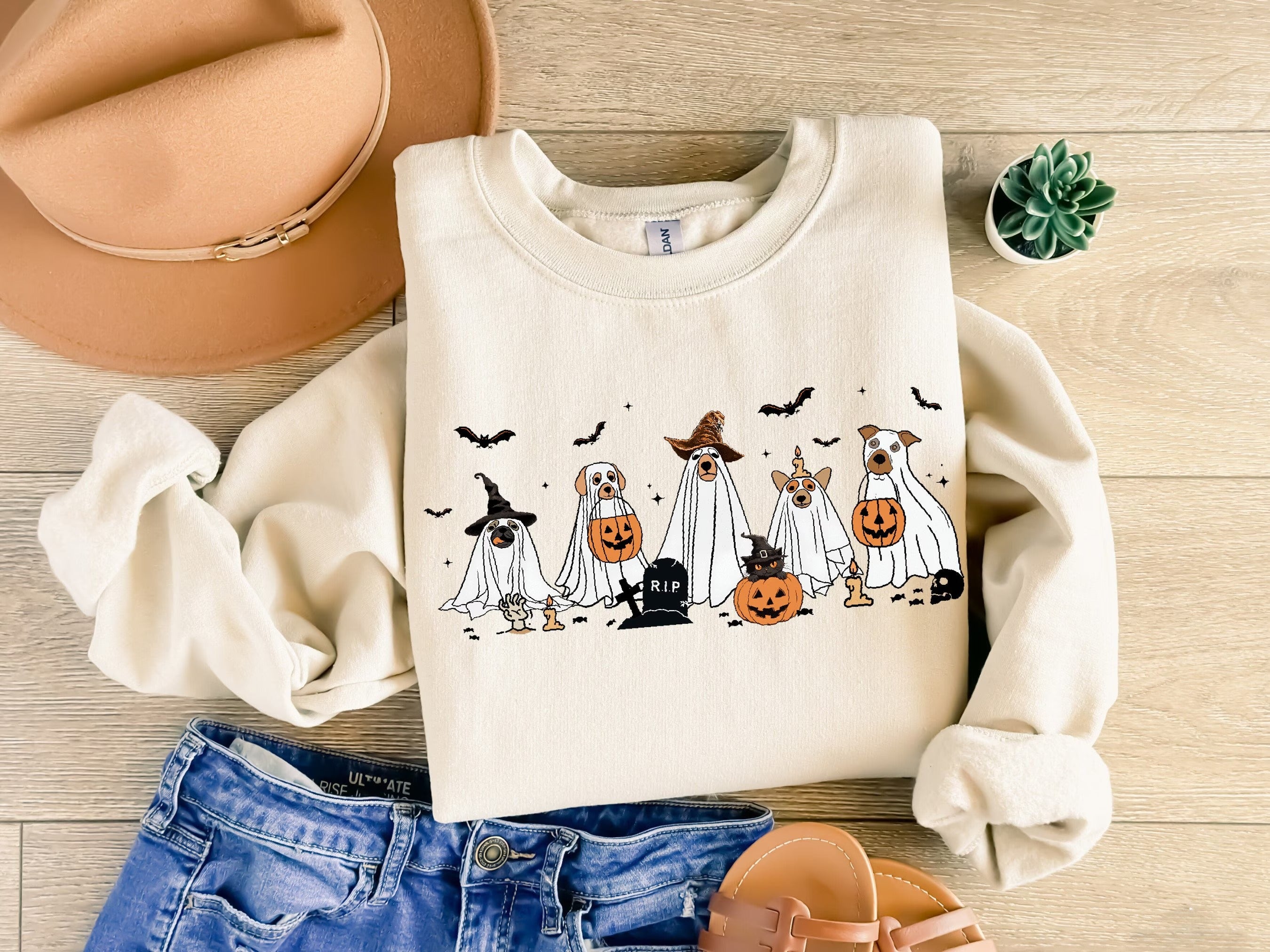 Cute Ghost Dogs Halloween Sweatshirt