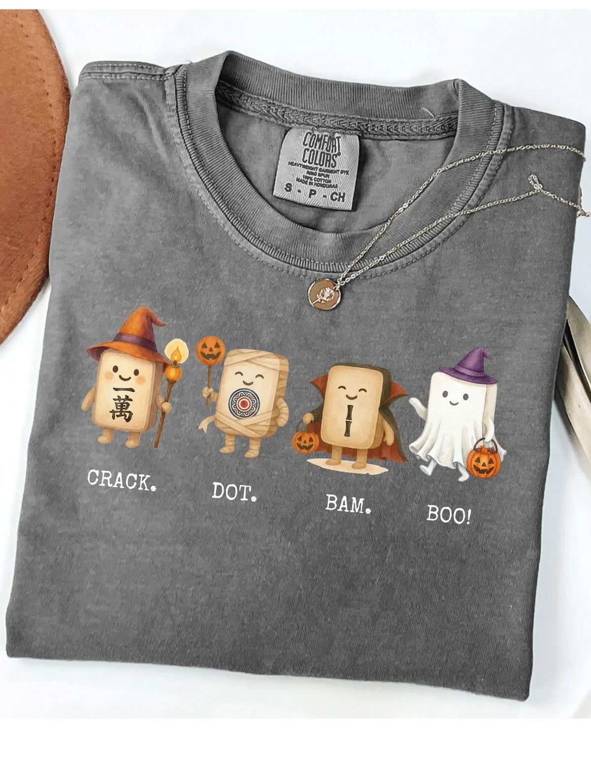 Comfort Colors Funny Halloween Mahjong Crack Dot Bam Boo, Spooky Mahj T-Shirt