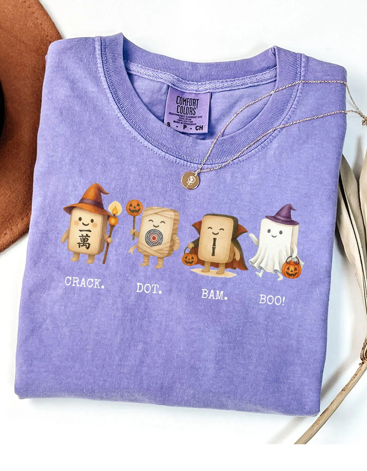 Comfort Colors Funny Halloween Mahjong Crack Dot Bam Boo, Spooky Mahj T-Shirt