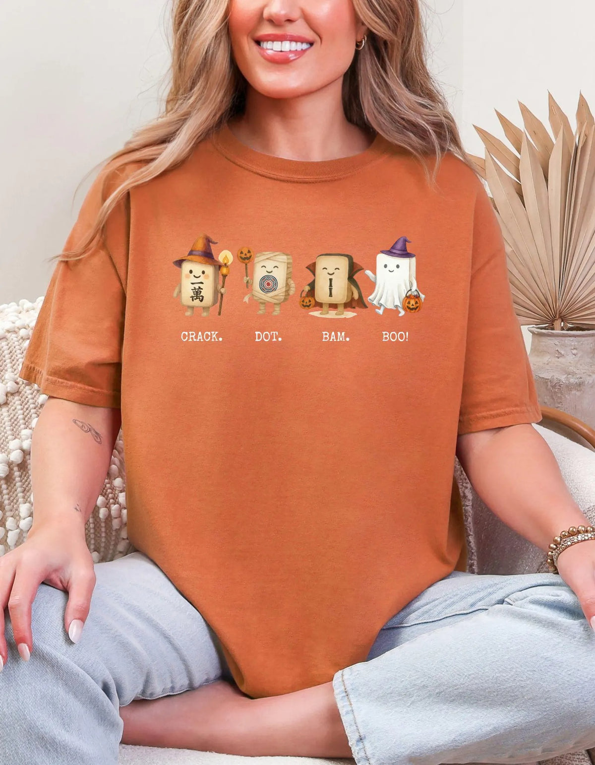 Comfort Colors Funny Halloween Mahjong Crack Dot Bam Boo, Spooky Mahj T-Shirt
