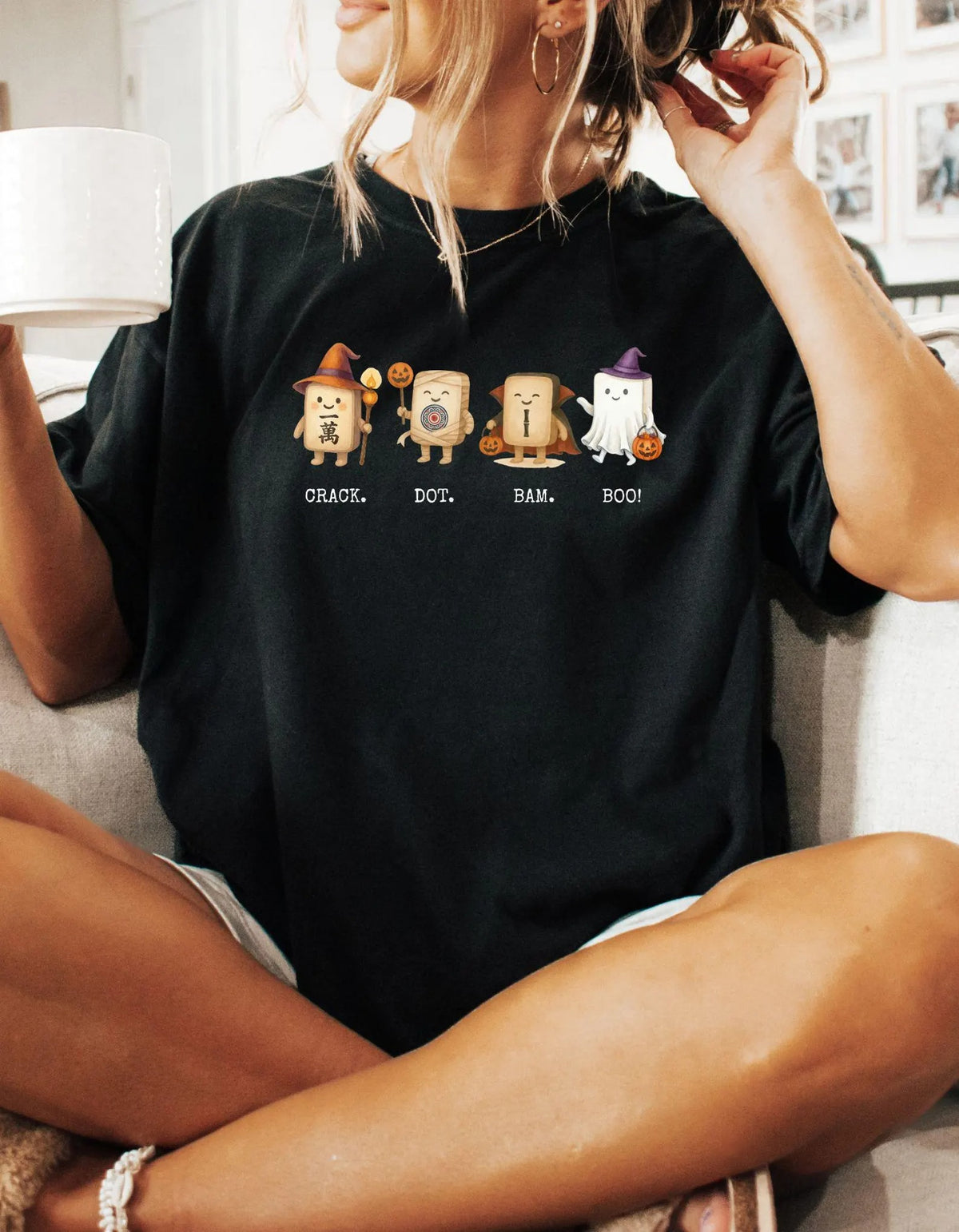 Comfort Colors Funny Halloween Mahjong Crack Dot Bam Boo, Spooky Mahj T-Shirt