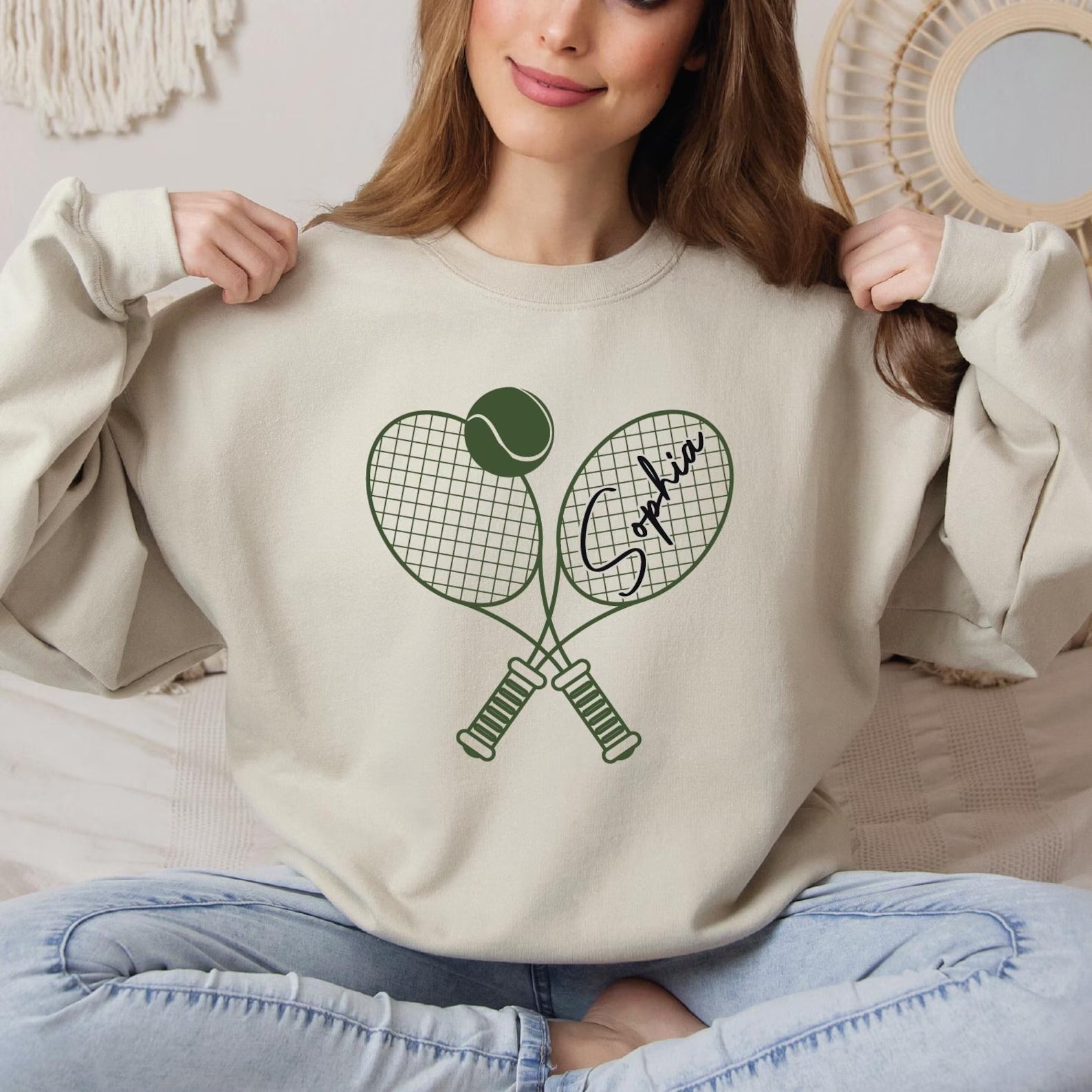 Custom Name Tennis Sweatshirt, Tennis Player Gift