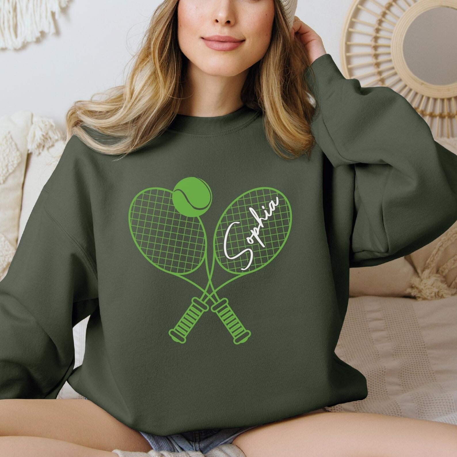 Custom Name Tennis Sweatshirt, Tennis Player Gift