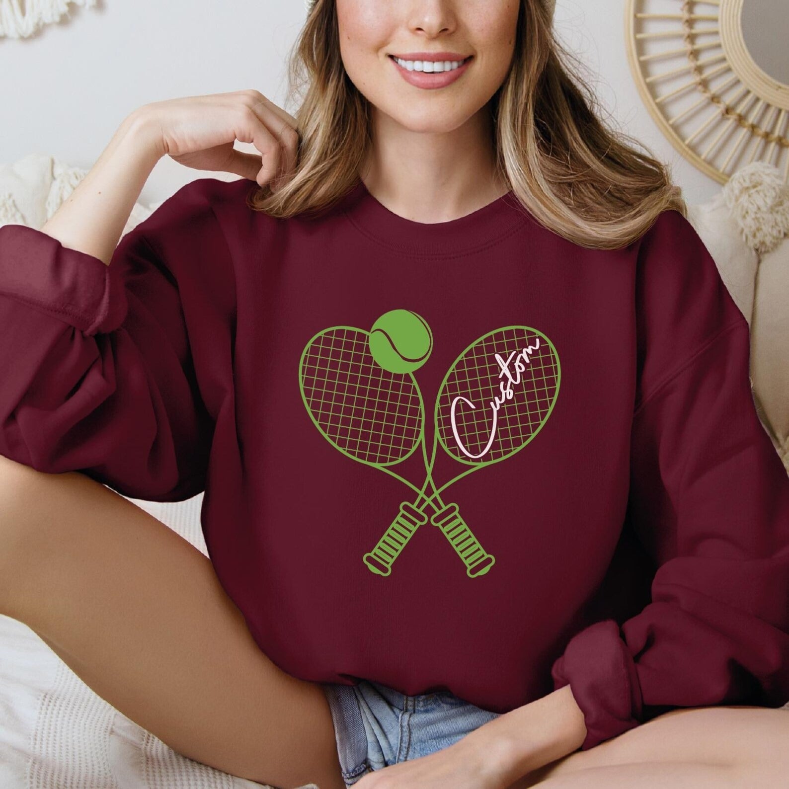 Custom Name Tennis Sweatshirt, Tennis Player Gift