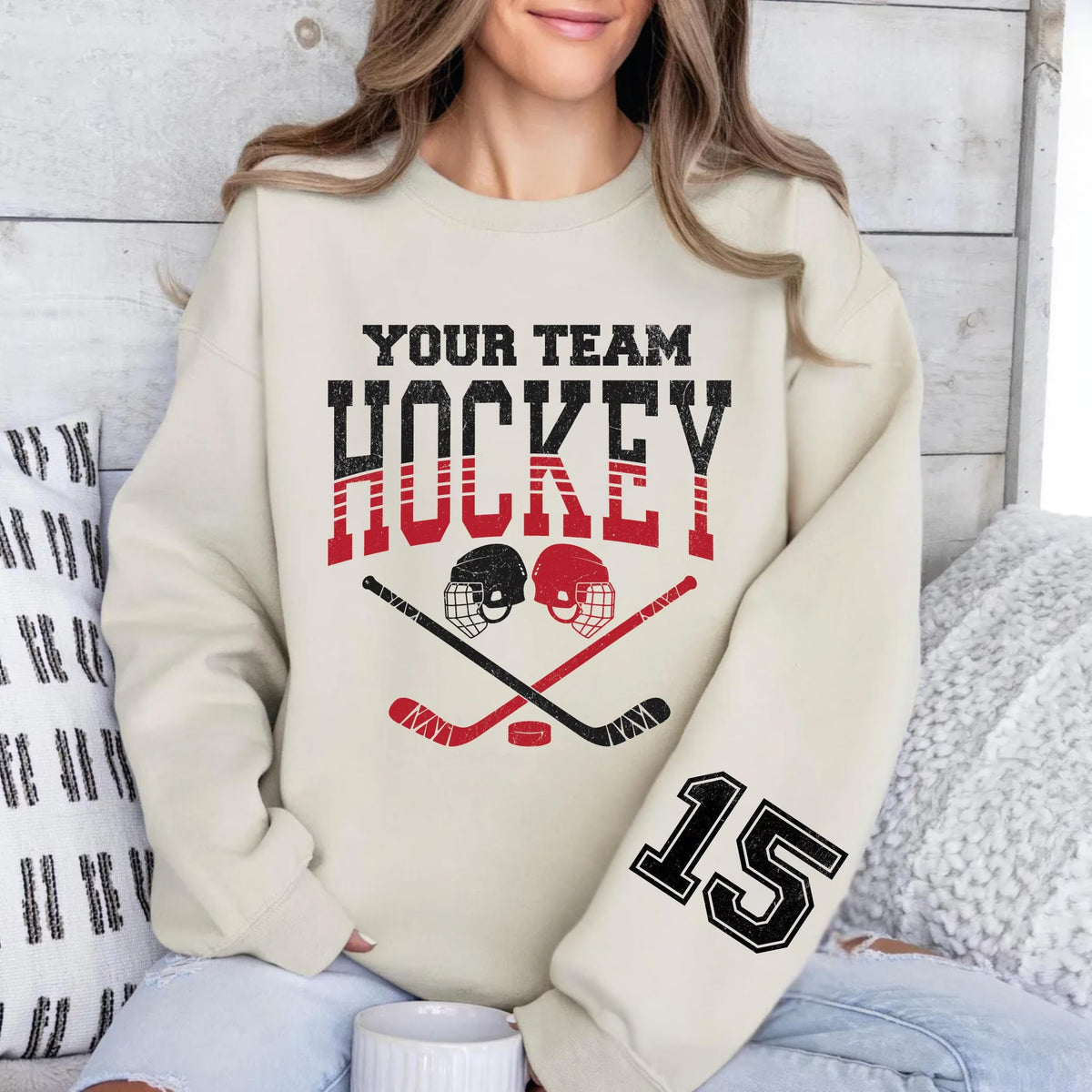 Custom Hockey Team Name and Number, Game Day Sweatshirt,Hockey Mom Gift