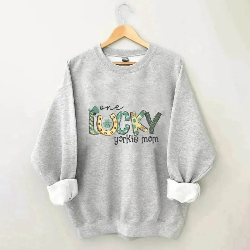 St Patricks Day Yorkie Dog Mom Sweatshirt