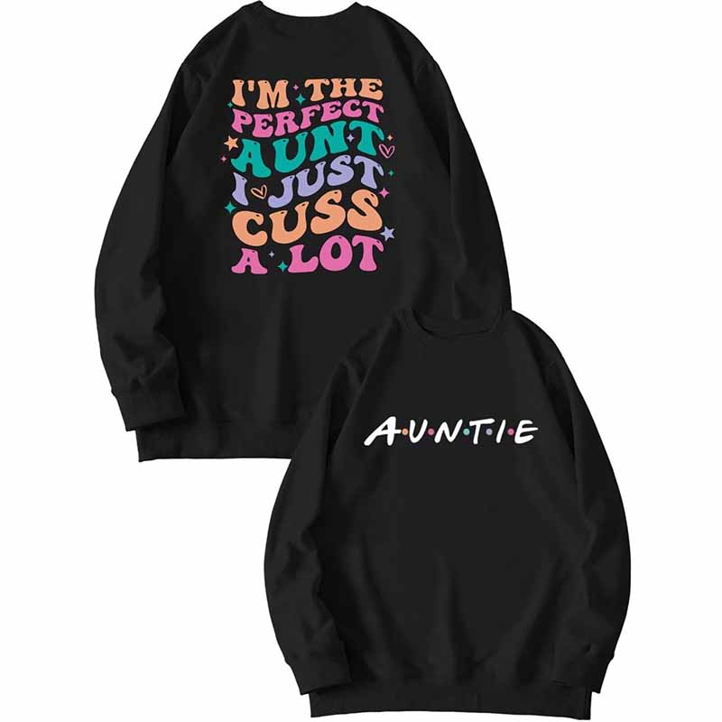 Funny Auntie Letter Graphic Sweatshirt