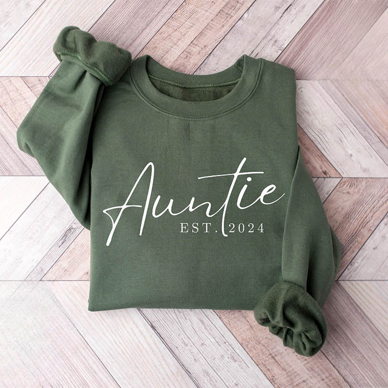 Auntie Letter Print Crewneck Sweatshirt