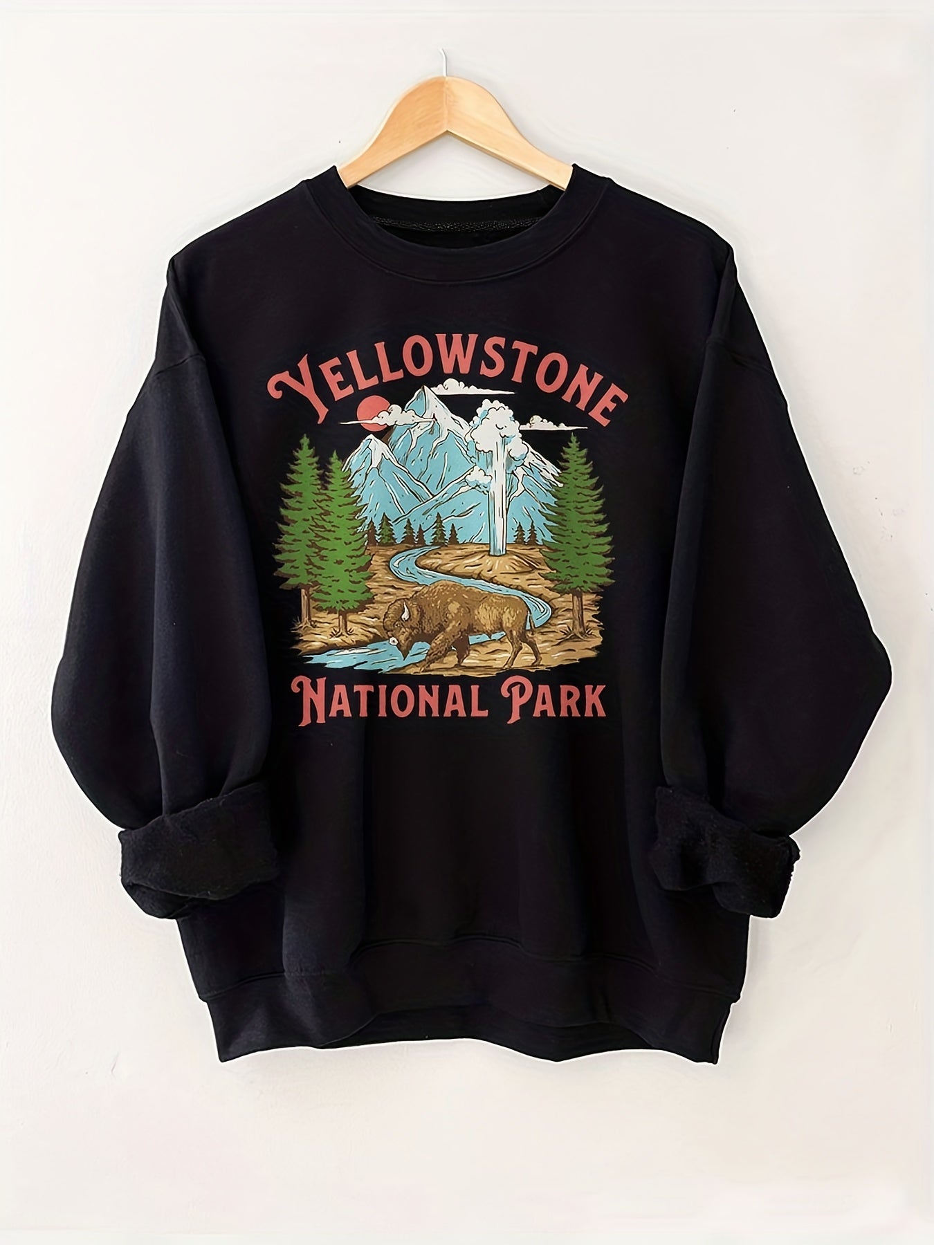 Yellowstone National Park Print Pullover Sweatshirt
