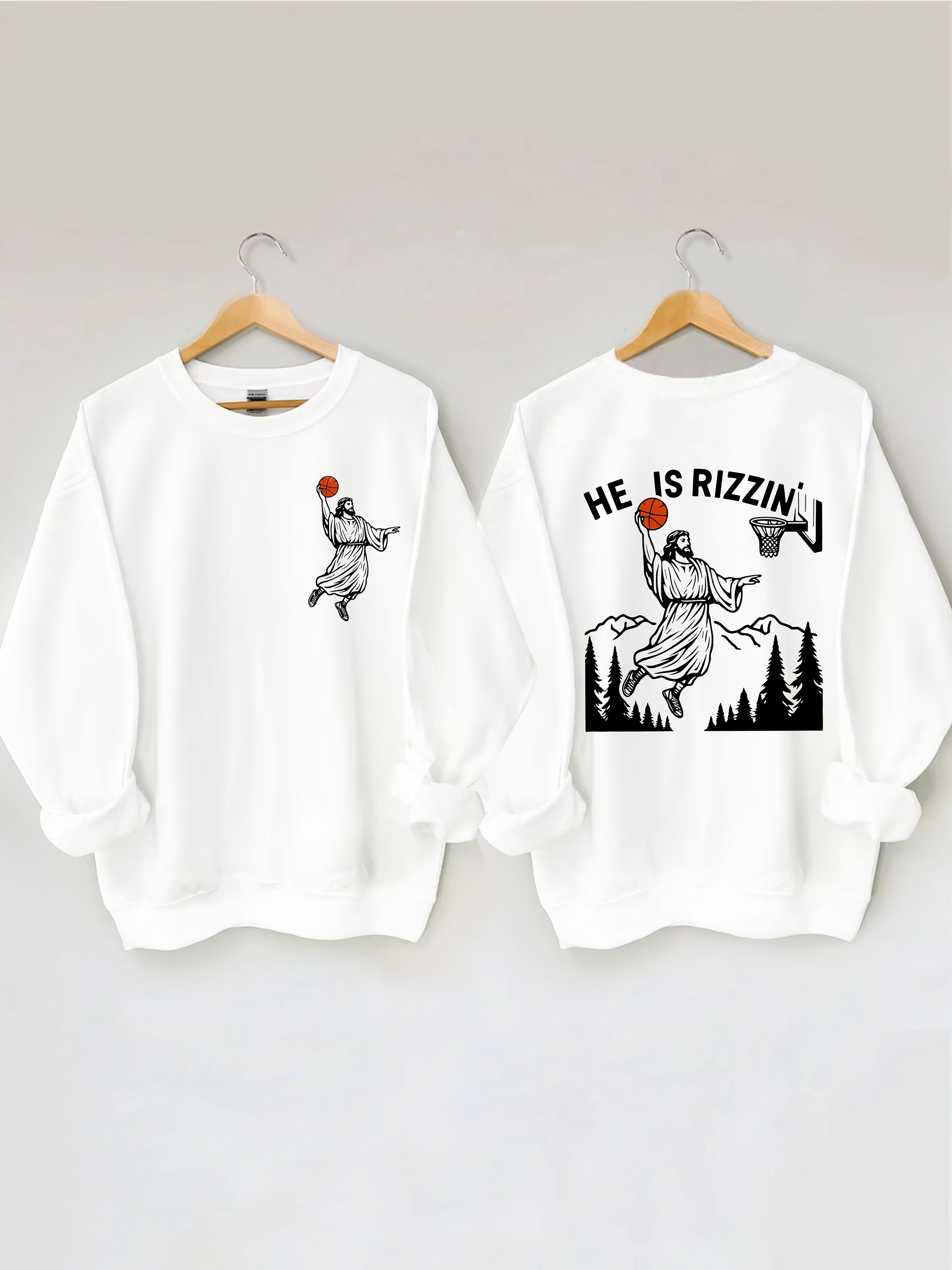 He Is Rizzin' Jesus Basketball Sweatshirt