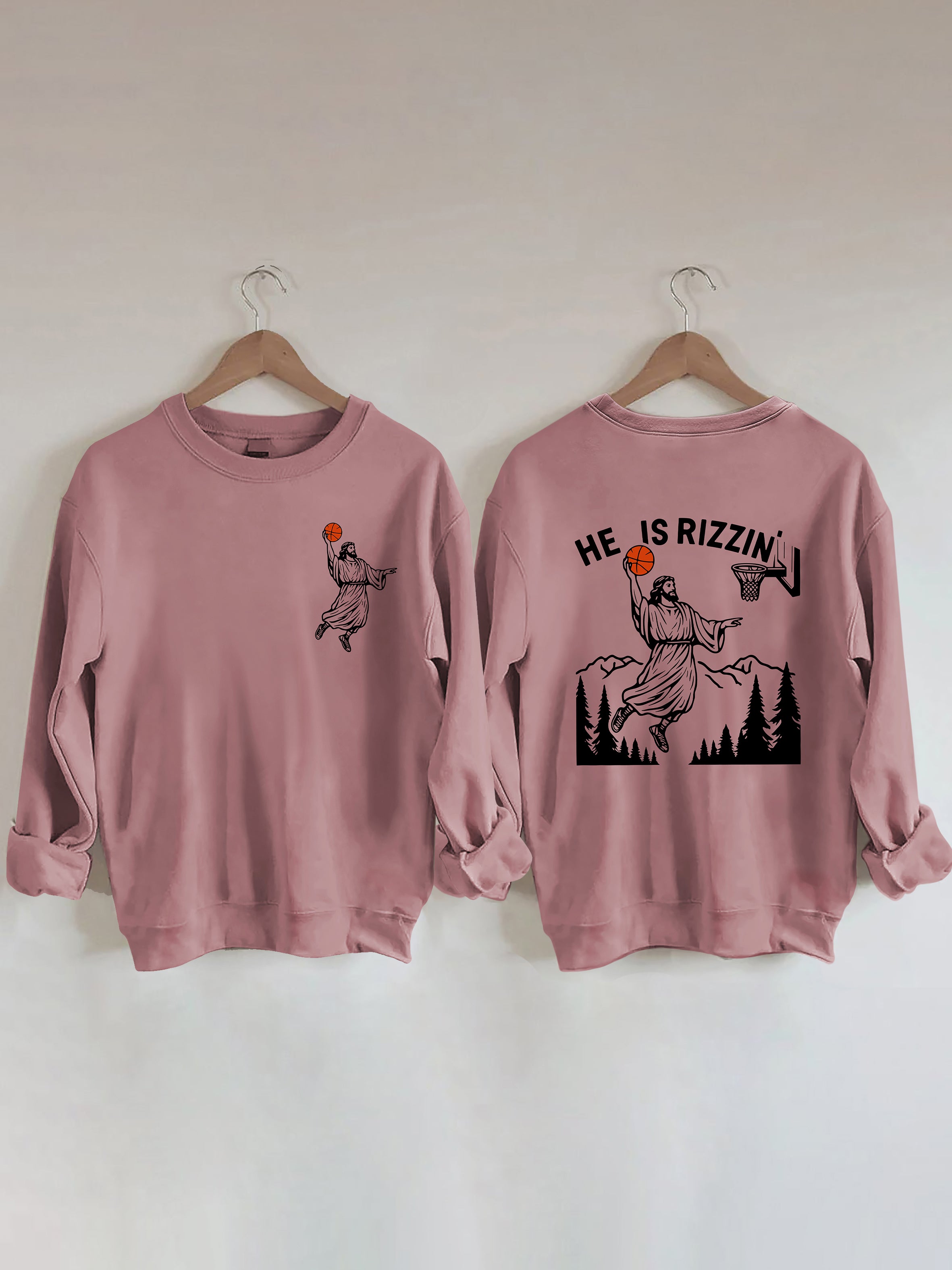 He Is Rizzin' Jesus Basketball Sweatshirt