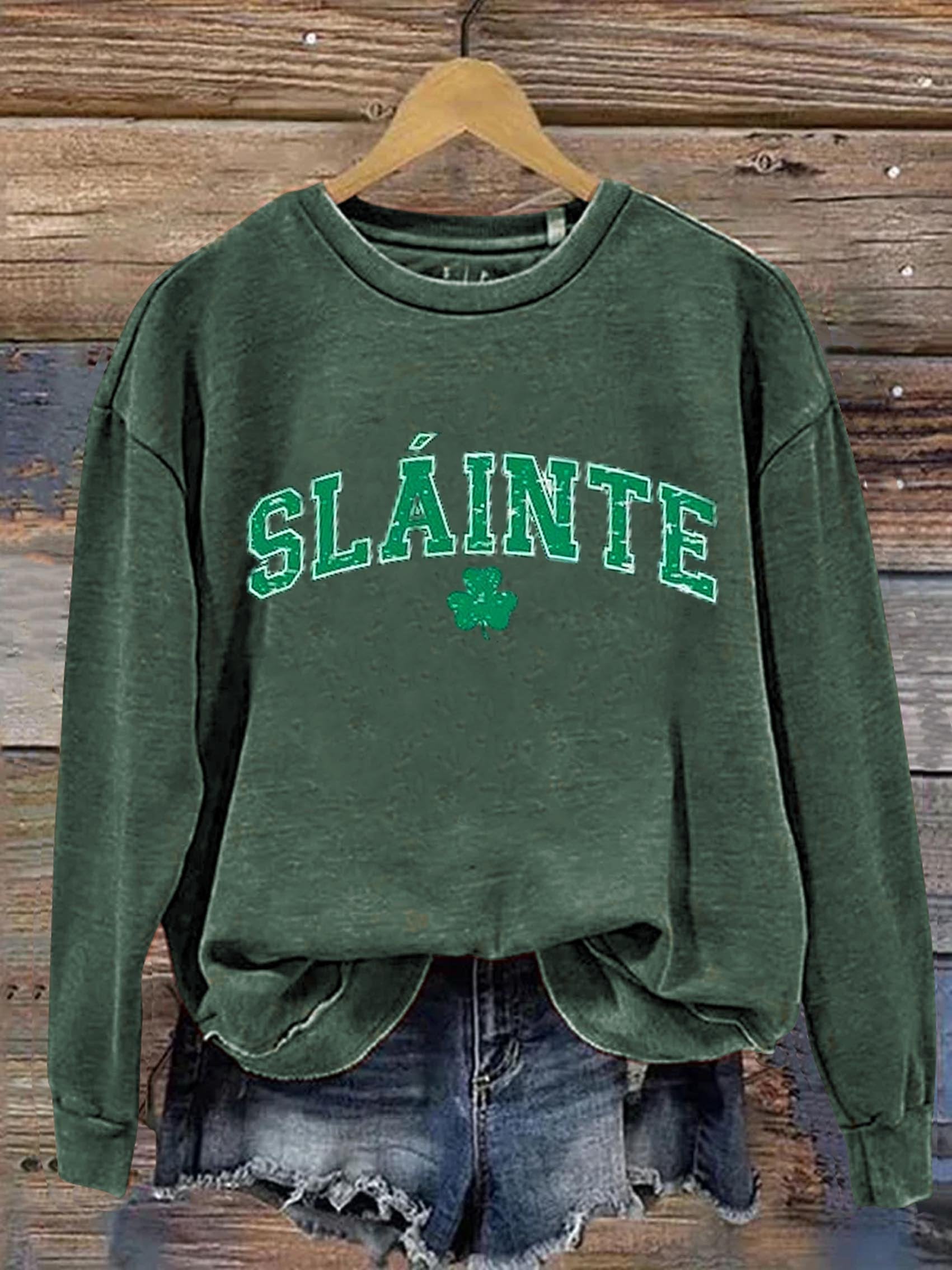 Slainte St. Patrick's Day Art Print Pattern Casual Sweatshirt