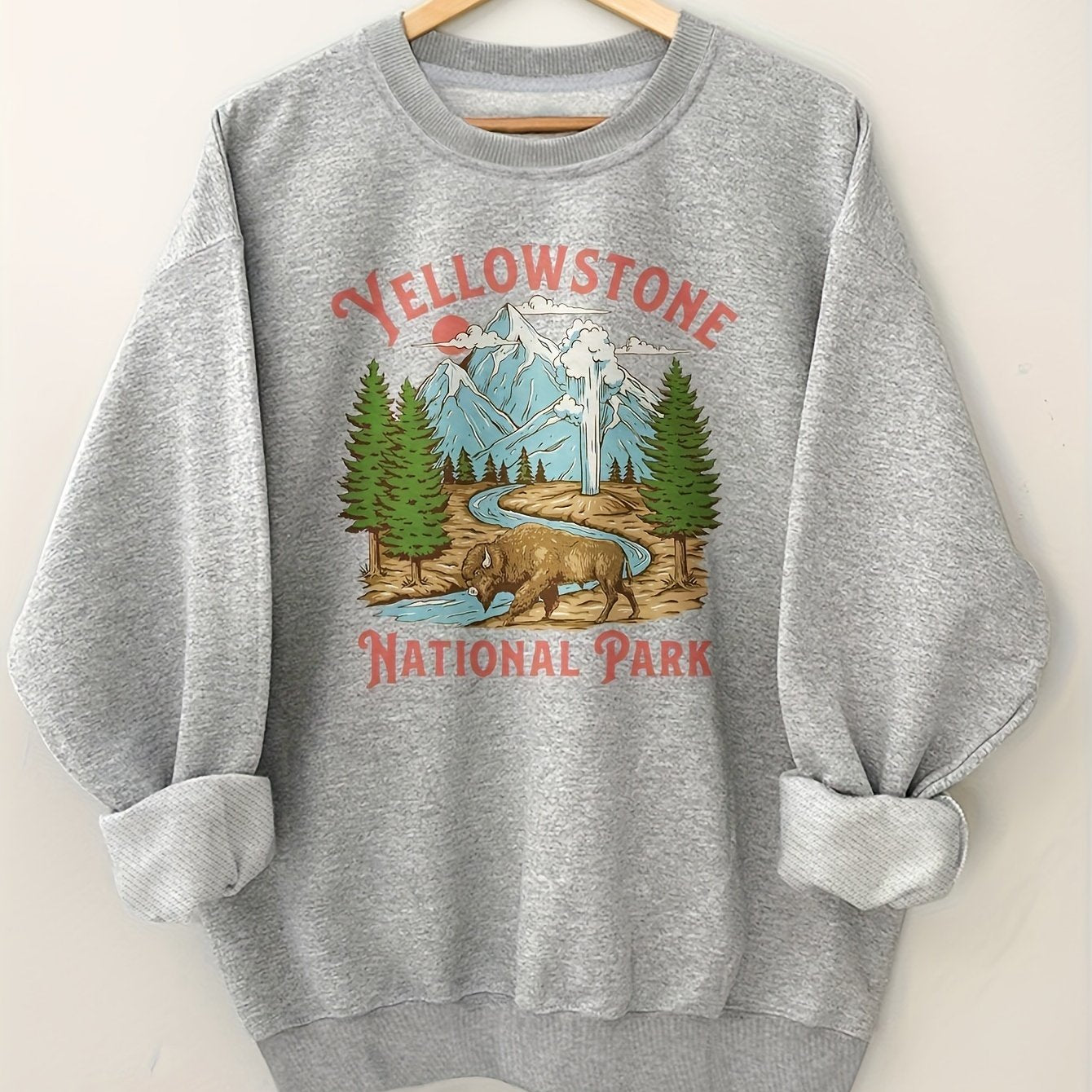 Yellowstone National Park Print Pullover Sweatshirt