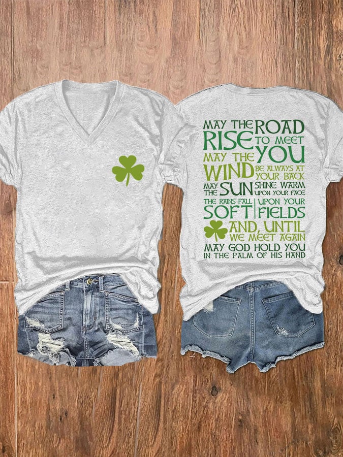 Women's St. Patrick's Day Greetings V-Neck T-Shirt