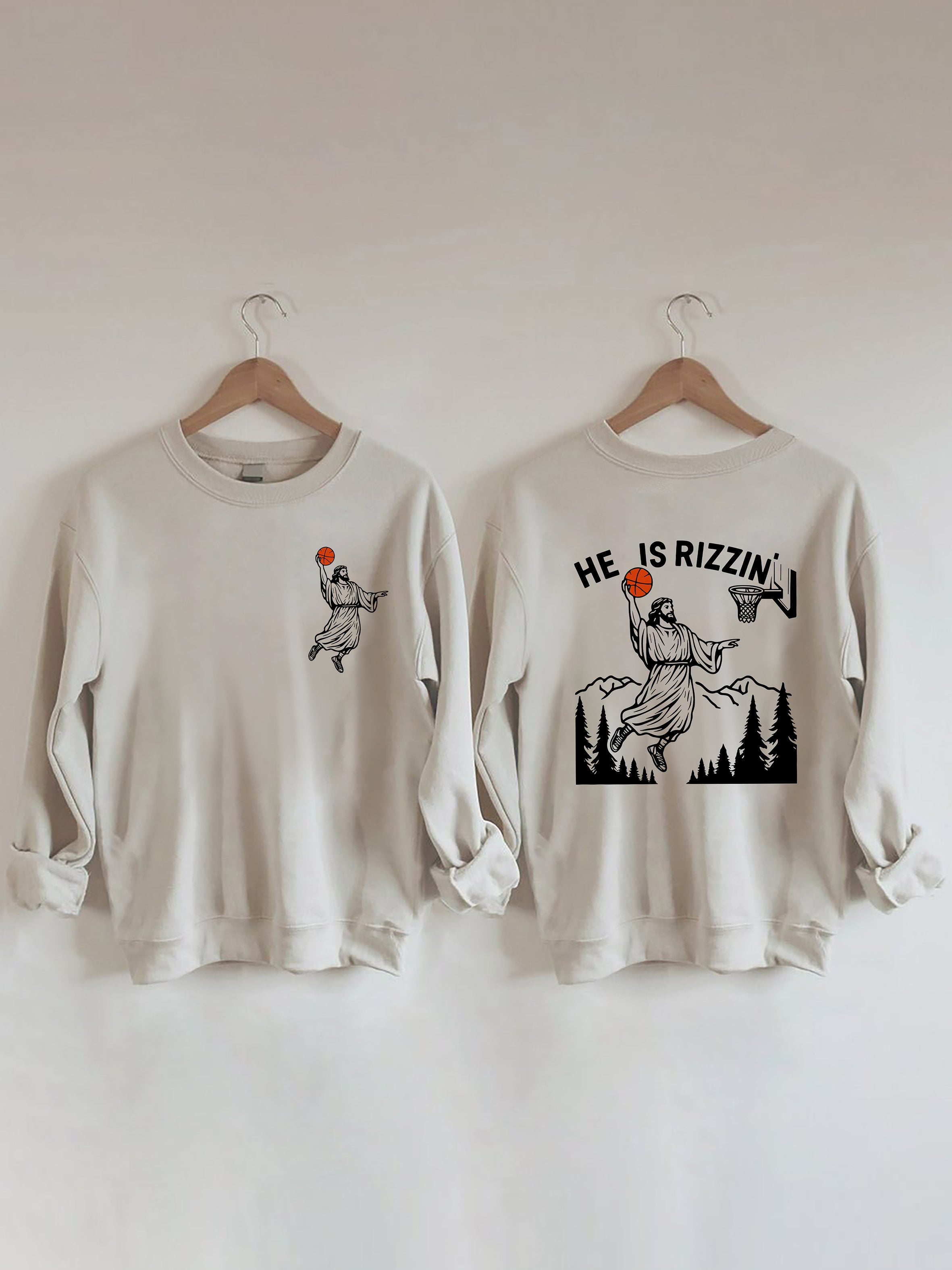 He Is Rizzin' Jesus Basketball Sweatshirt