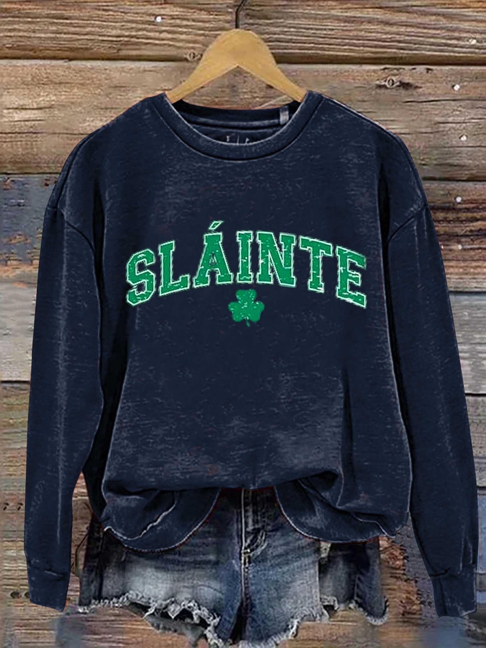 Slainte St. Patrick's Day Art Print Pattern Casual Sweatshirt