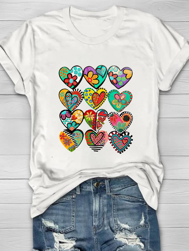 Colorful Heart Shape T-shirt