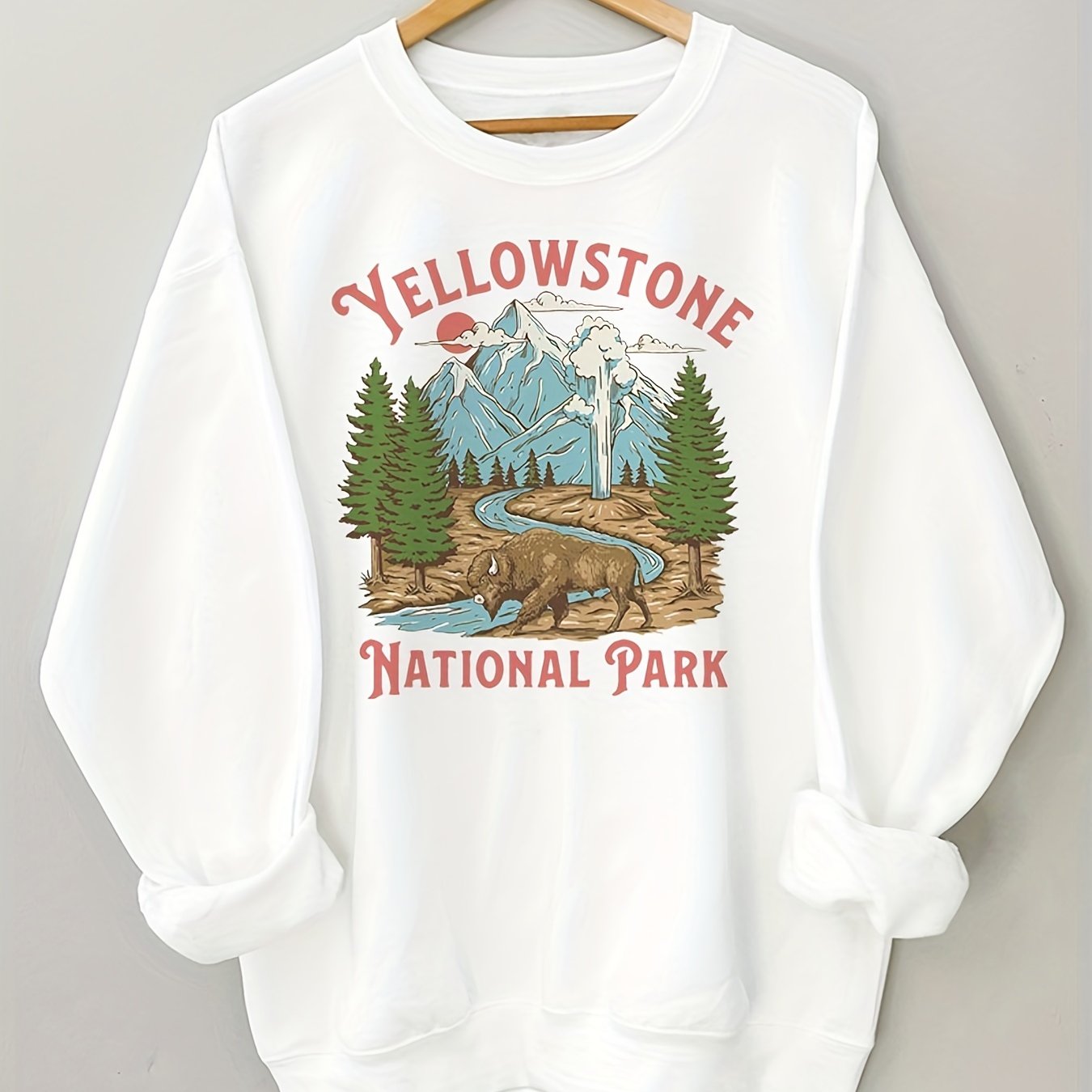 Yellowstone National Park Print Pullover Sweatshirt