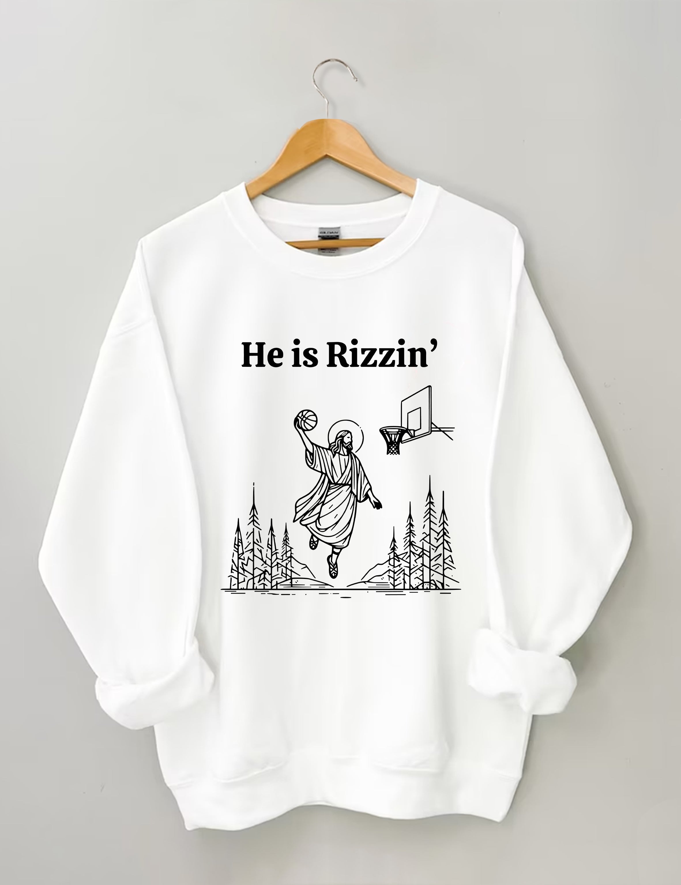 He Is Rizzin' Basketball Sweatshirt
