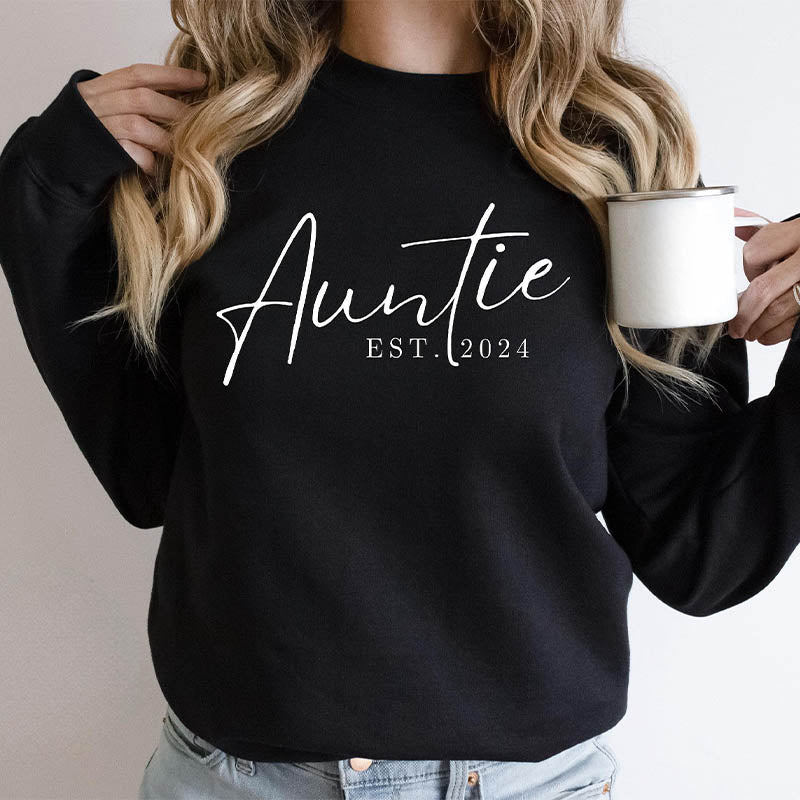 Auntie Letter Print Crewneck Sweatshirt