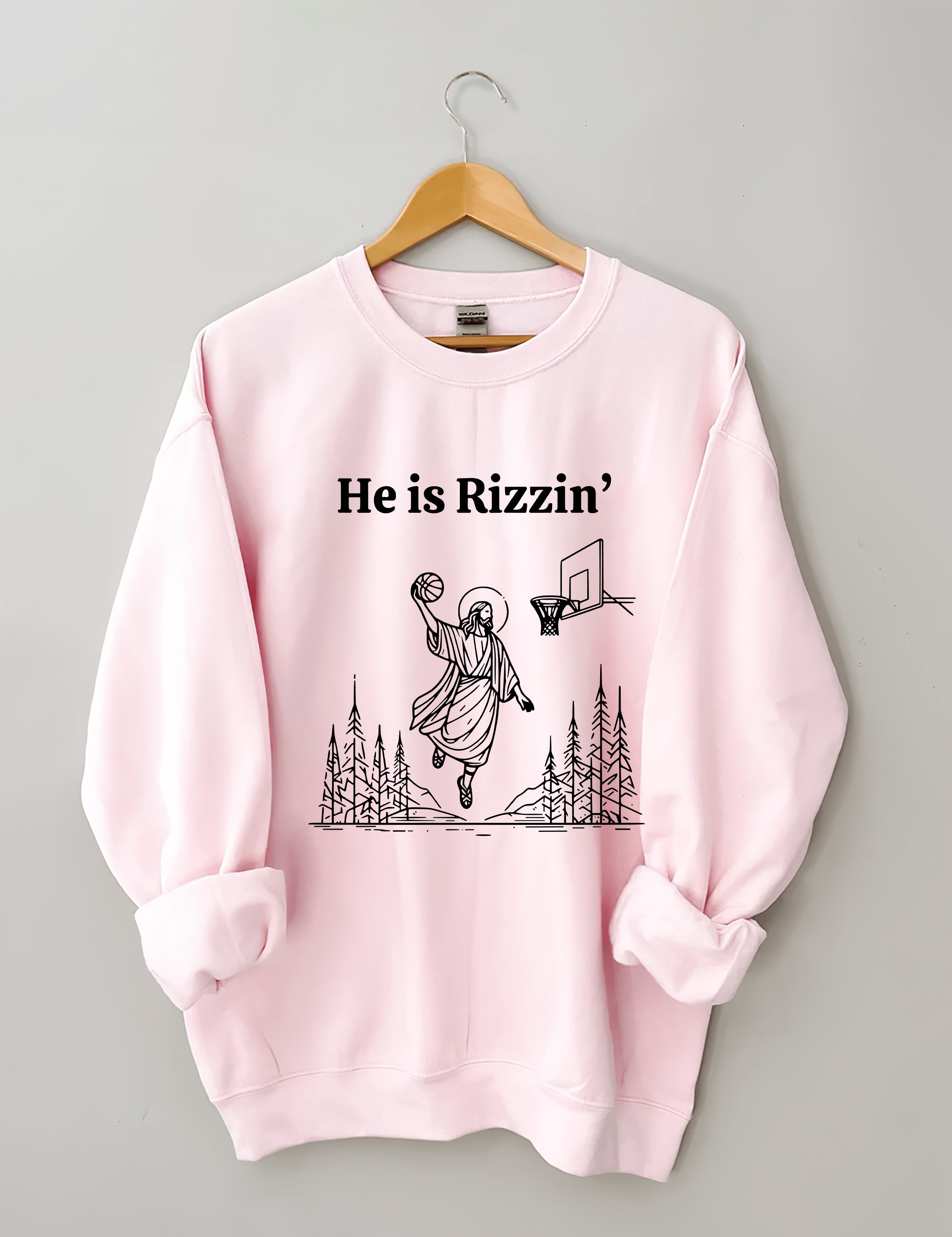 He Is Rizzin' Basketball Sweatshirt
