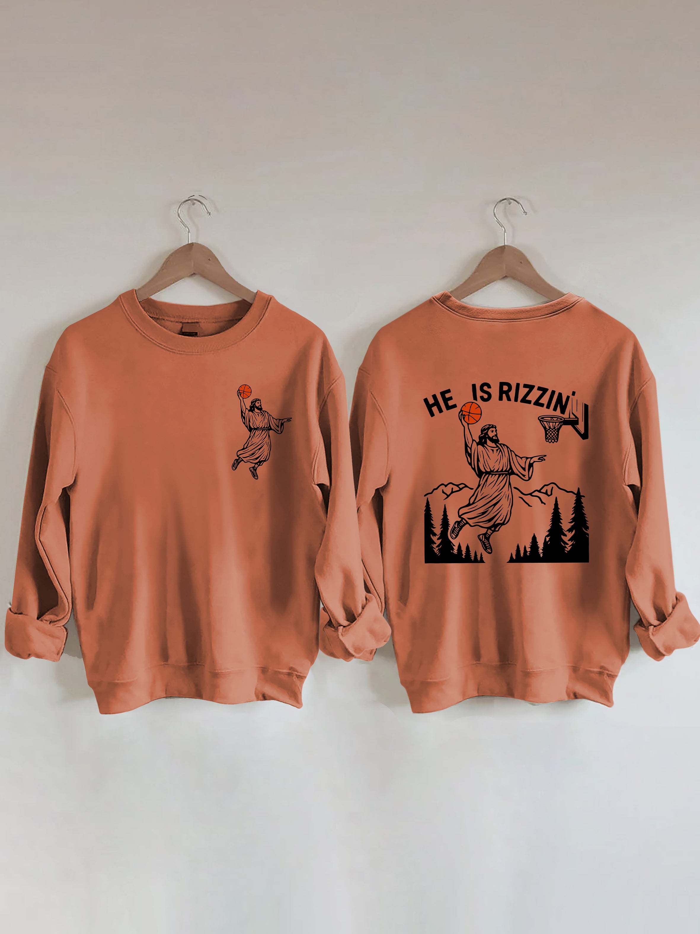 He Is Rizzin' Jesus Basketball Sweatshirt