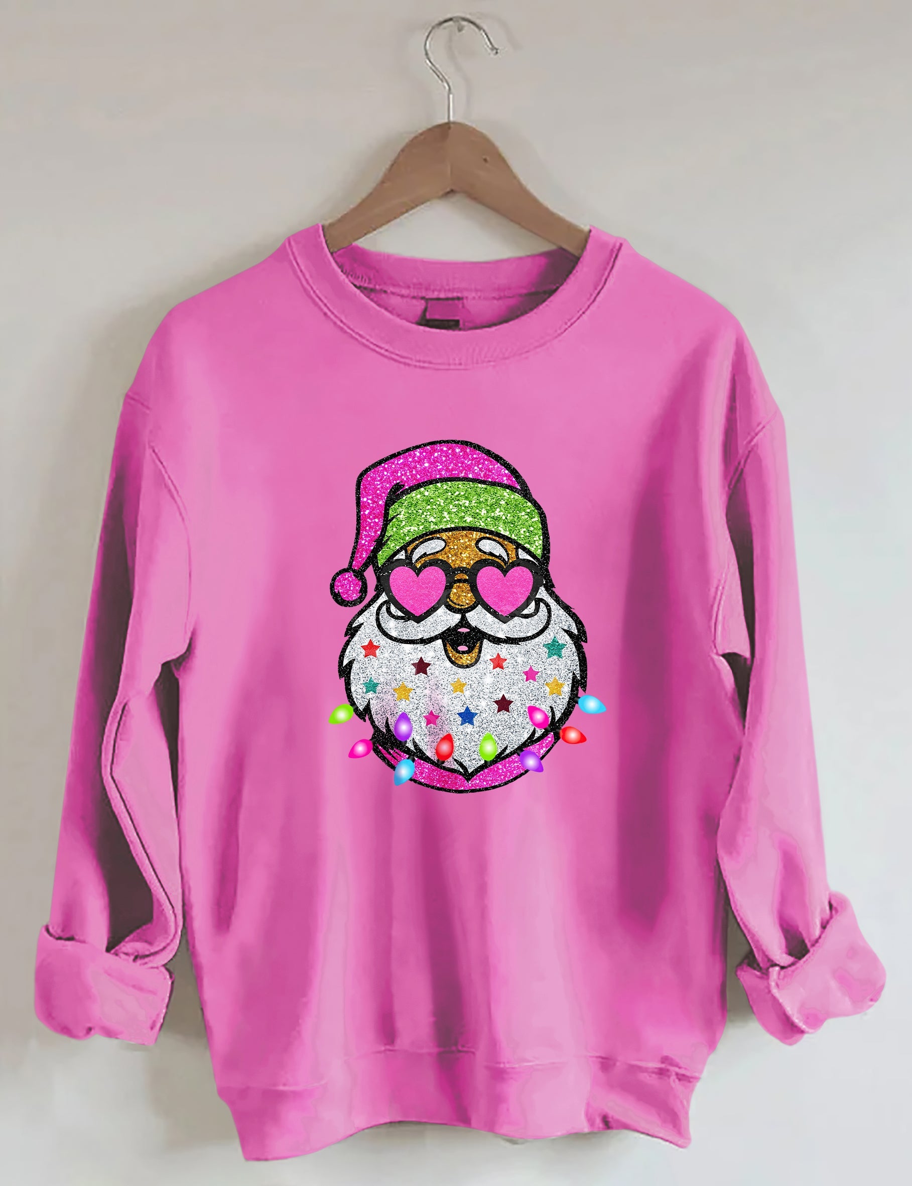 Santa With Sunglasses Sparkly Glitter Sweatshirt