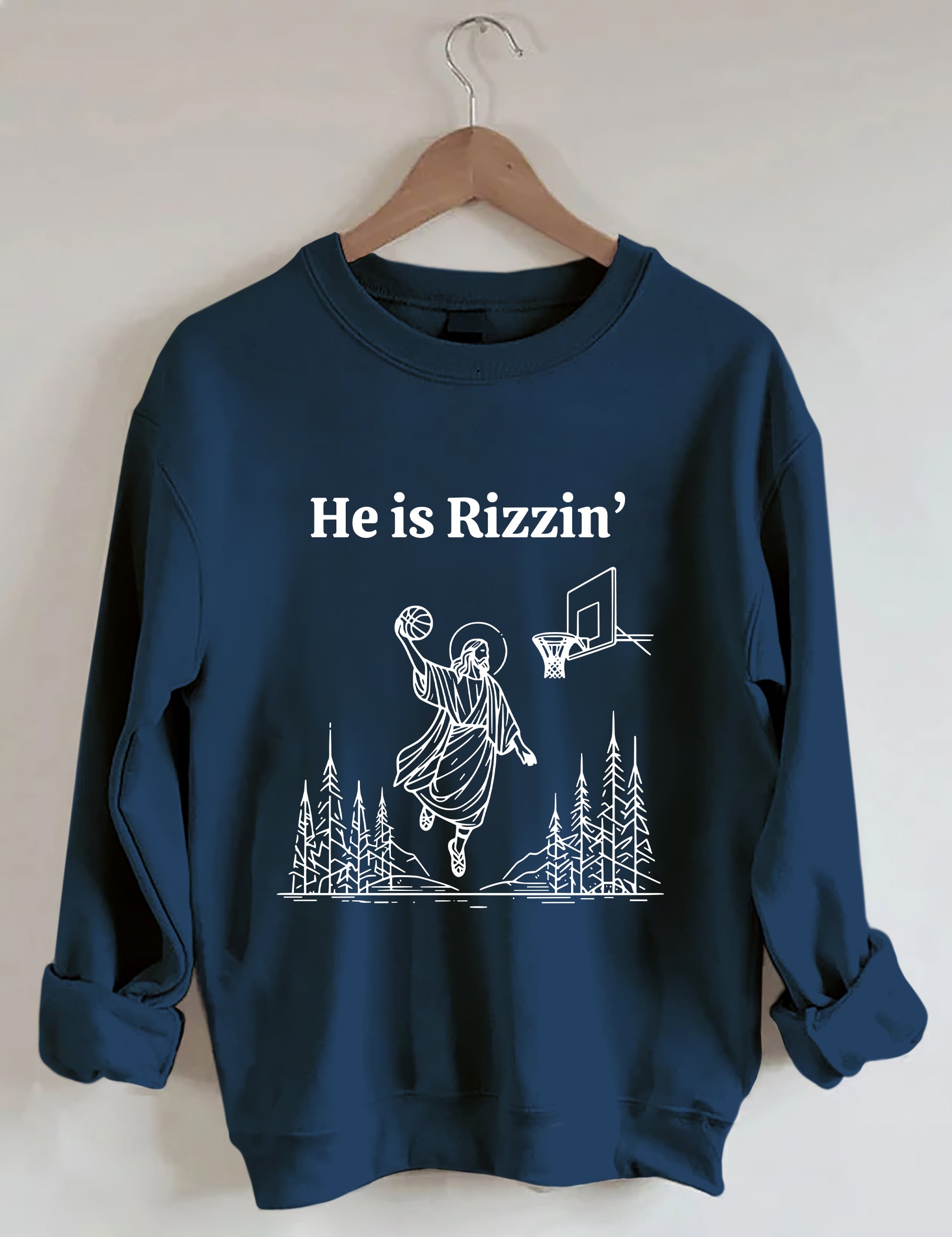 He Is Rizzin' Basketball Sweatshirt