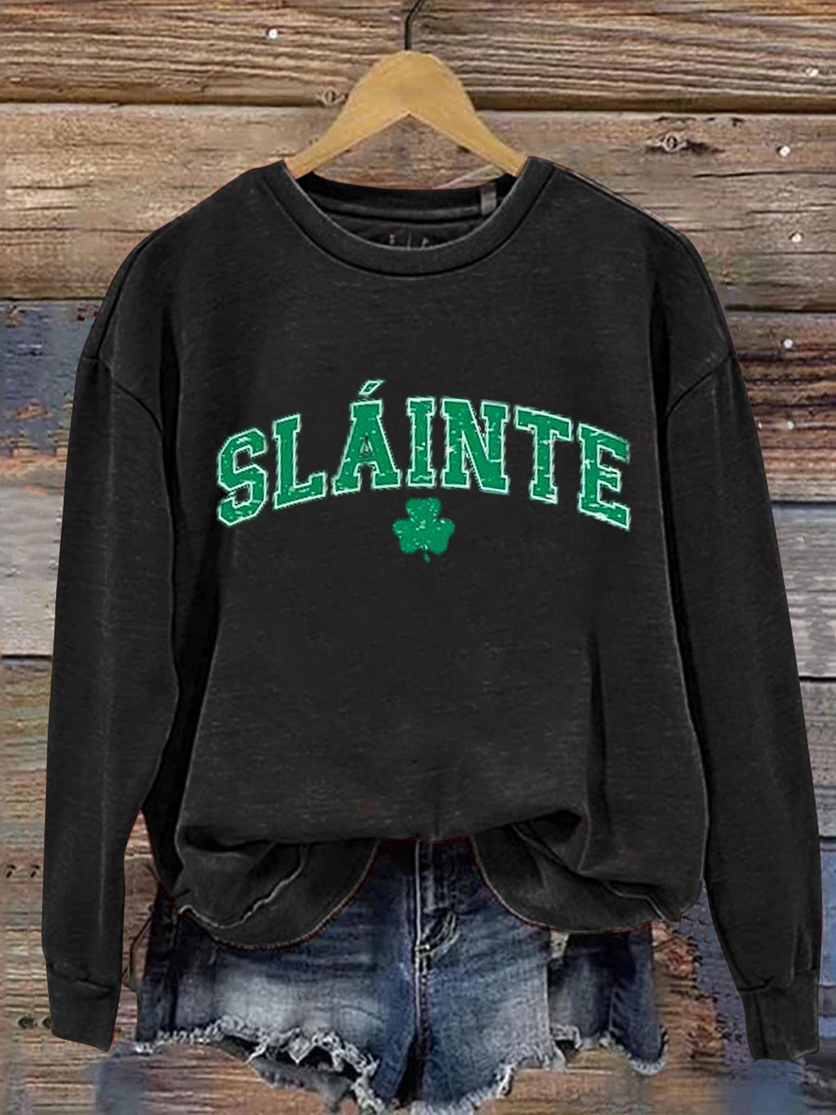 Slainte St. Patrick's Day Art Print Pattern Casual Sweatshirt