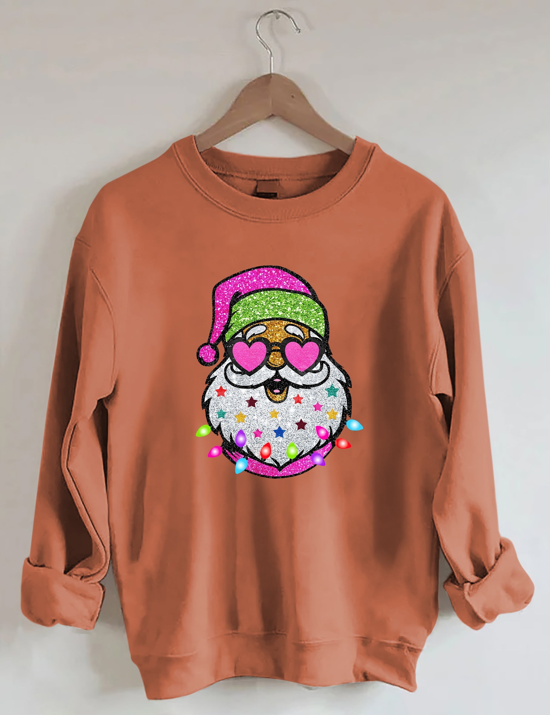 Santa With Sunglasses Sparkly Glitter Sweatshirt