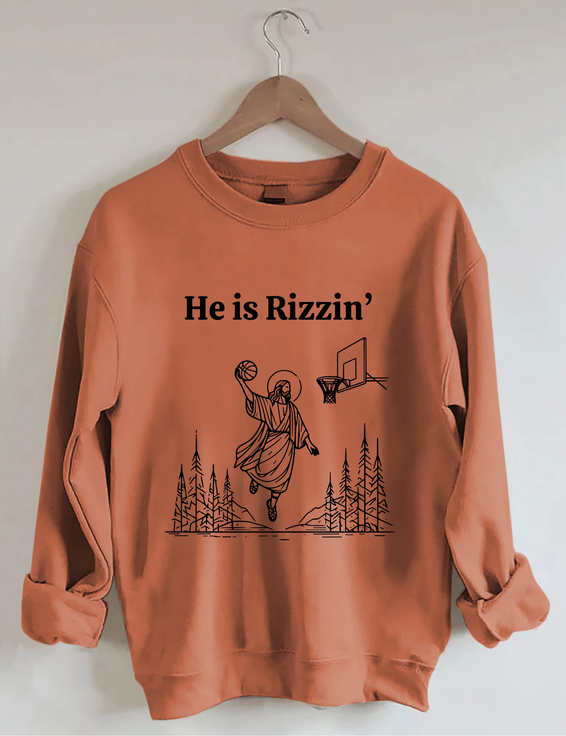 He Is Rizzin' Basketball Sweatshirt