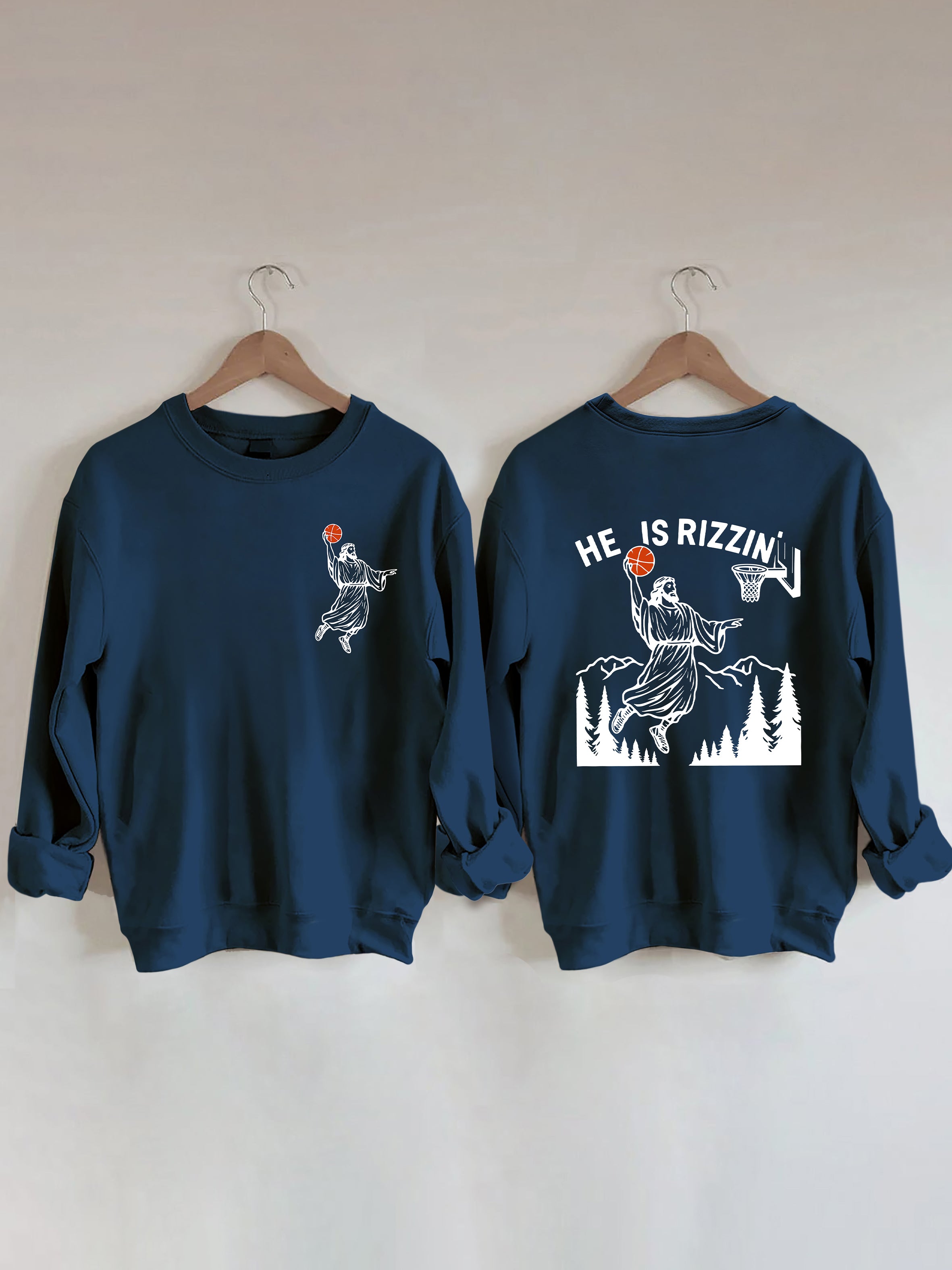 He Is Rizzin' Jesus Basketball Sweatshirt